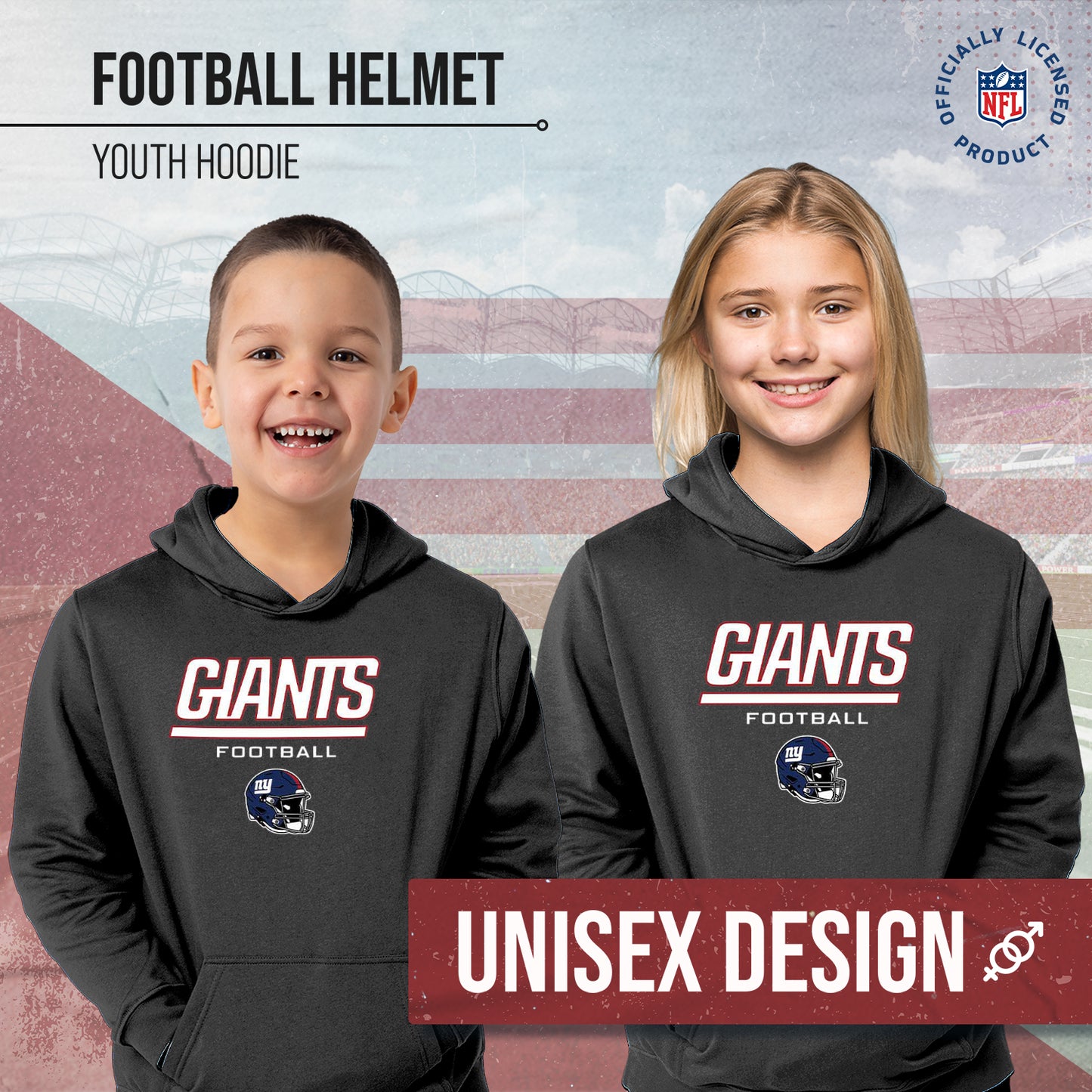 New York Giants NFL Youth Football Helmet Hood - Charcoal
