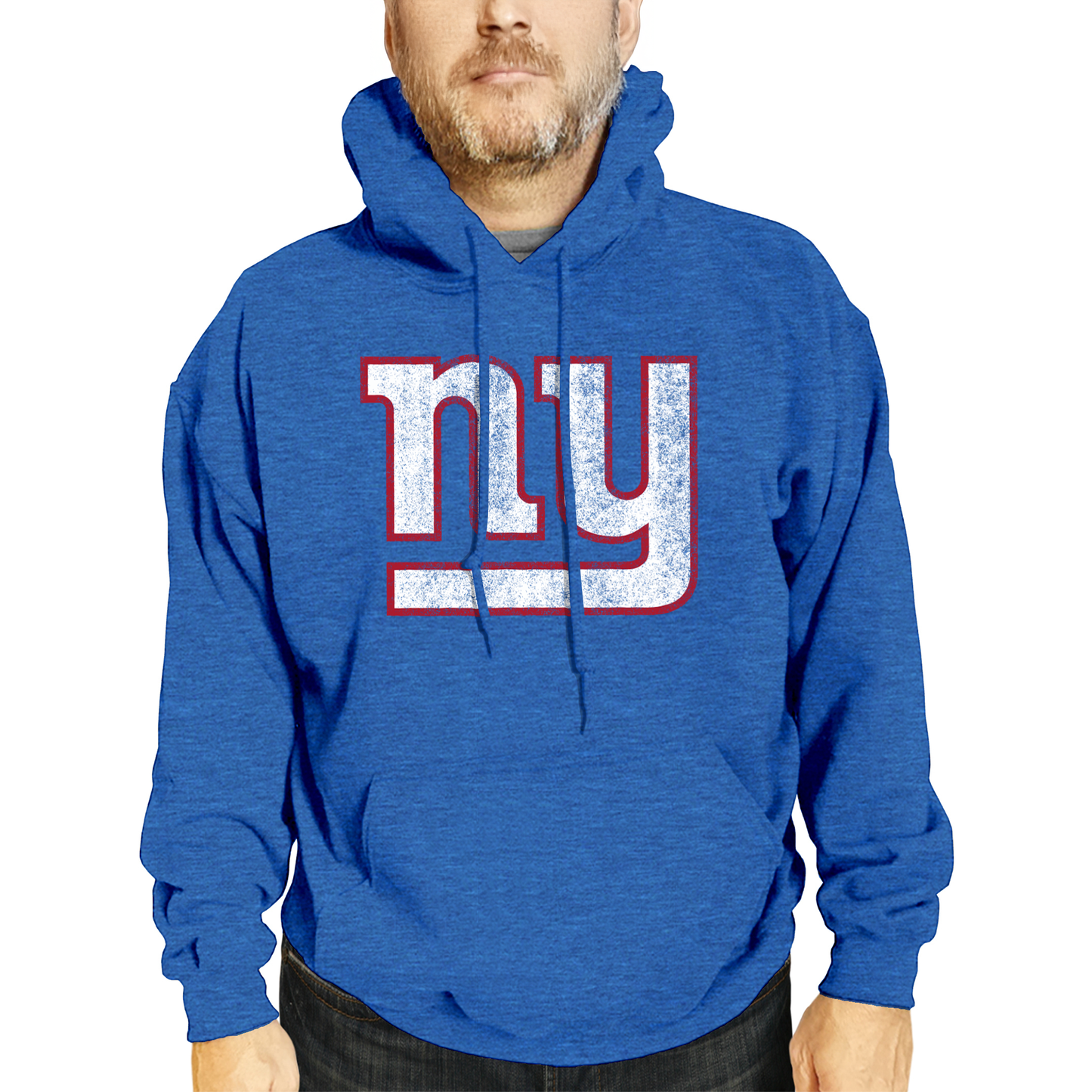 New York Giants NFL Adult Unisex Modern Throwback Ultra Soft Fleece Hooded Sweatshirt - Blue