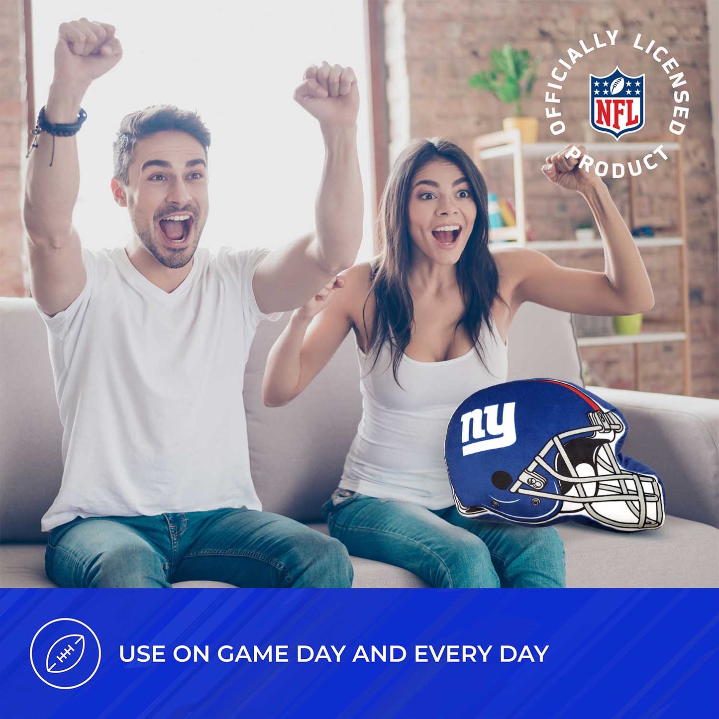 New York Giants NFL Helmet Football Super Soft Plush Pillow - Blue