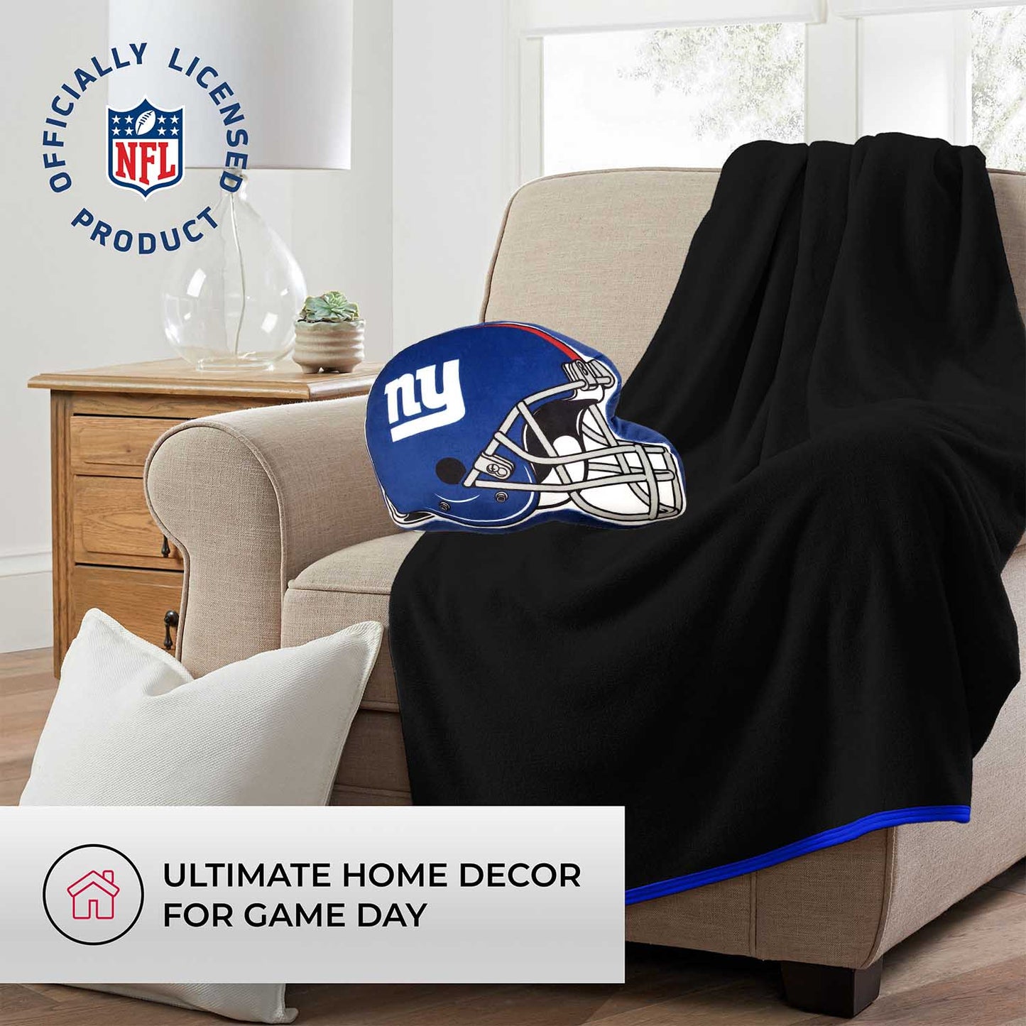 New York Giants NFL Helmet Football Super Soft Plush Pillow - Blue