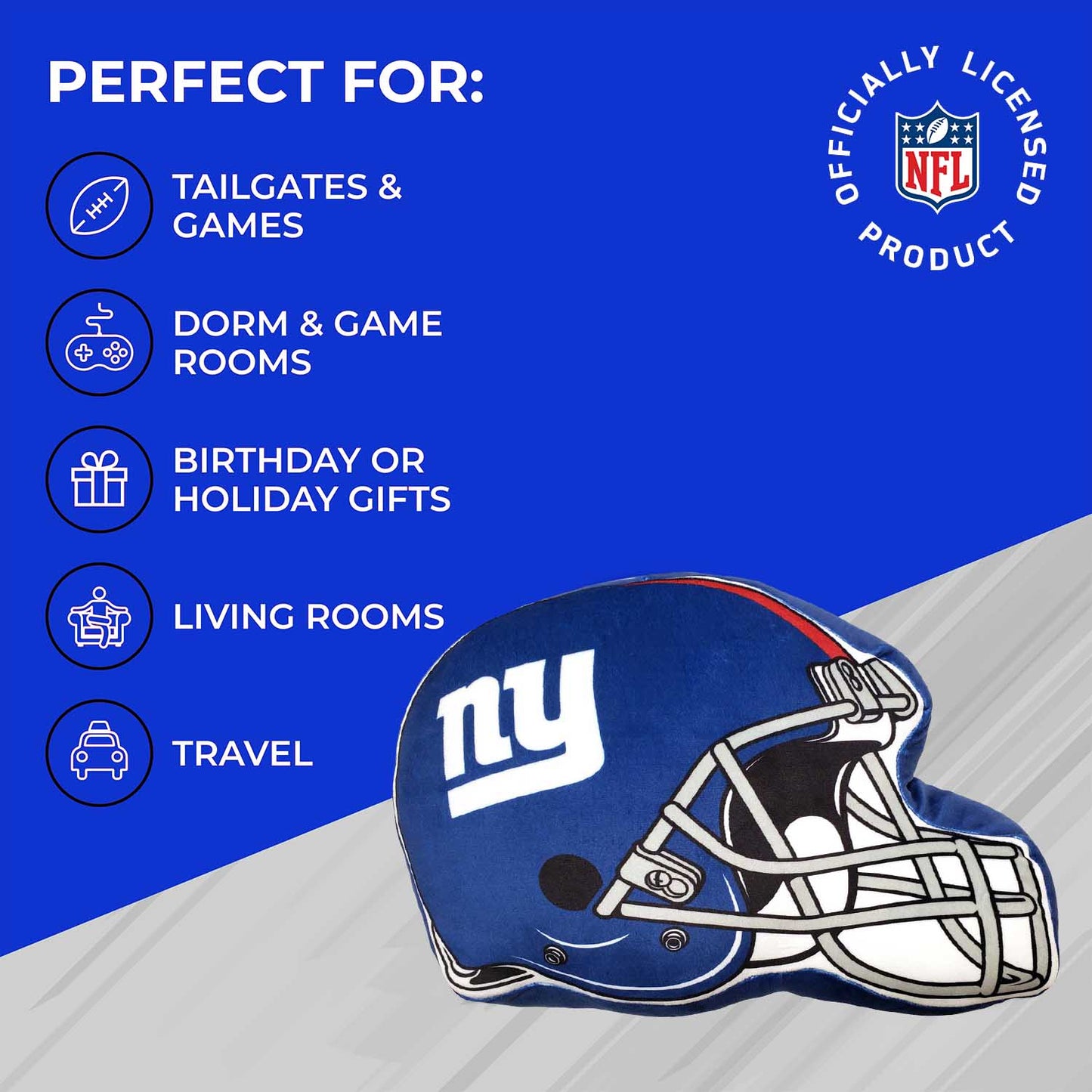 New York Giants NFL Helmet Football Super Soft Plush Pillow - Blue