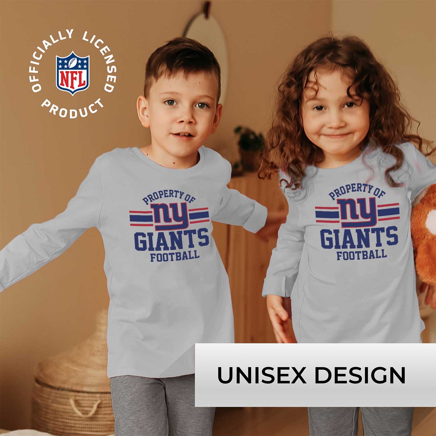 New York Giants NFL Youth Property Of Long Sleeve Lightweight T Shirt - Sport Gray