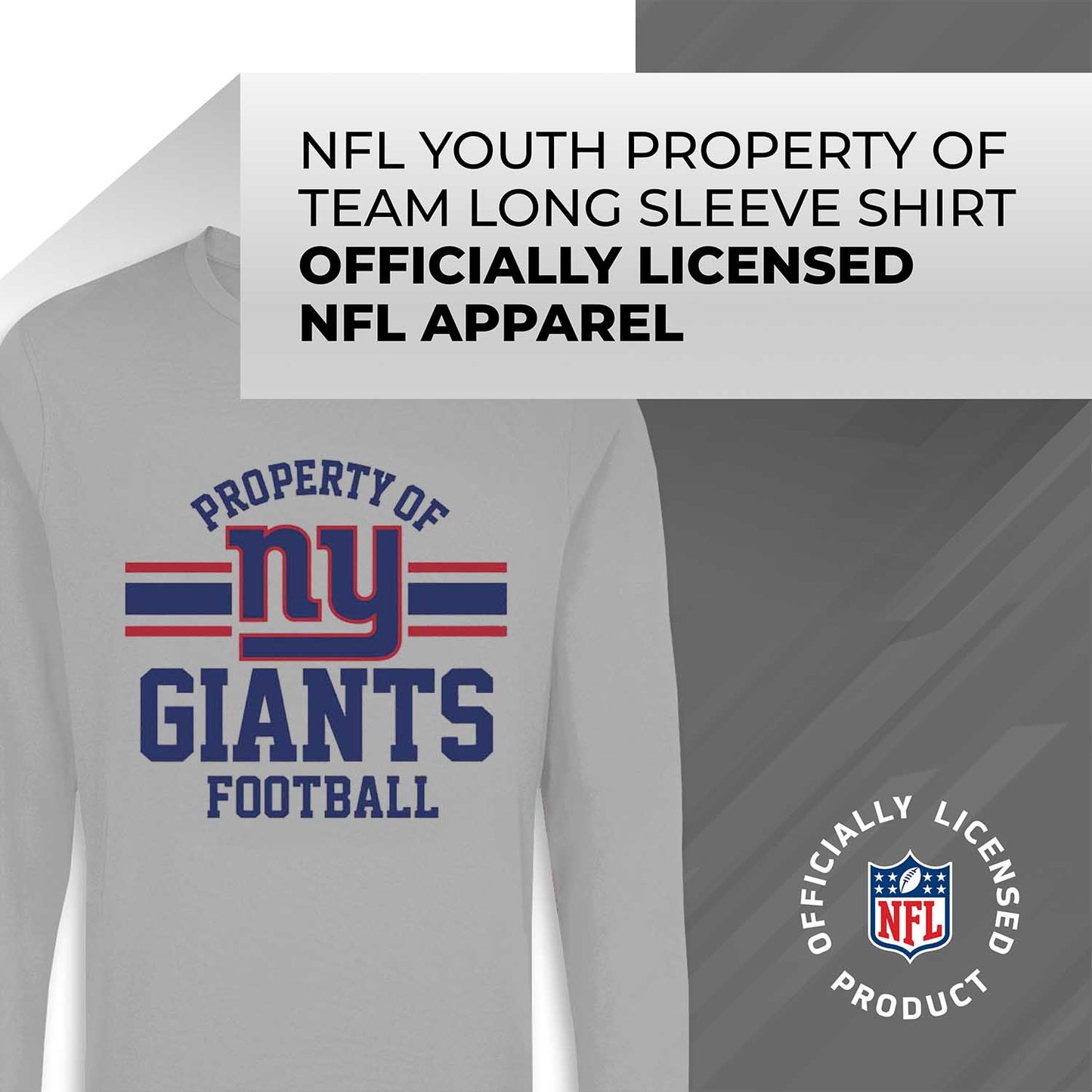 New York Giants NFL Youth Property Of Long Sleeve Lightweight T Shirt - Sport Gray