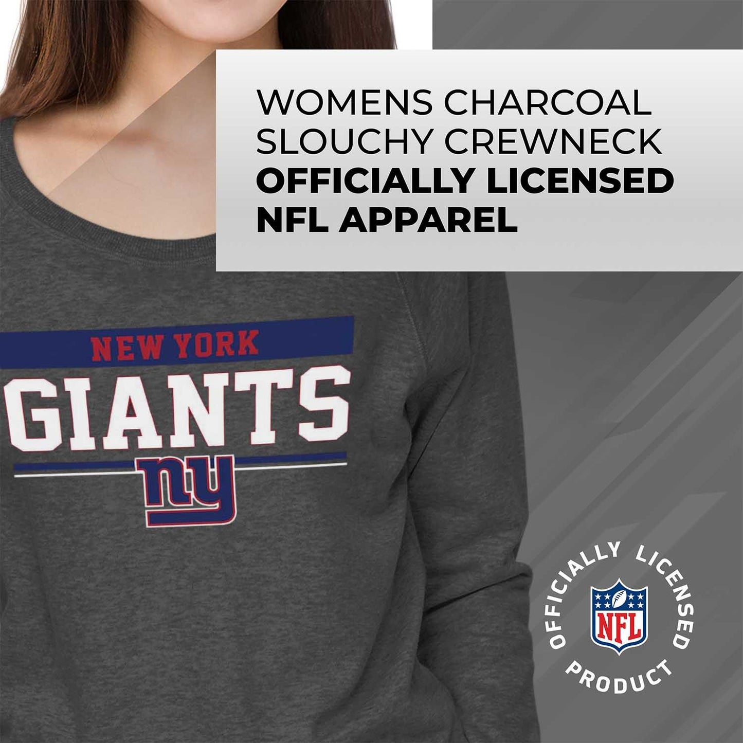 New York Giants NFL Women's Plus Size Team Block Charcoal Crewneck - Charcoal