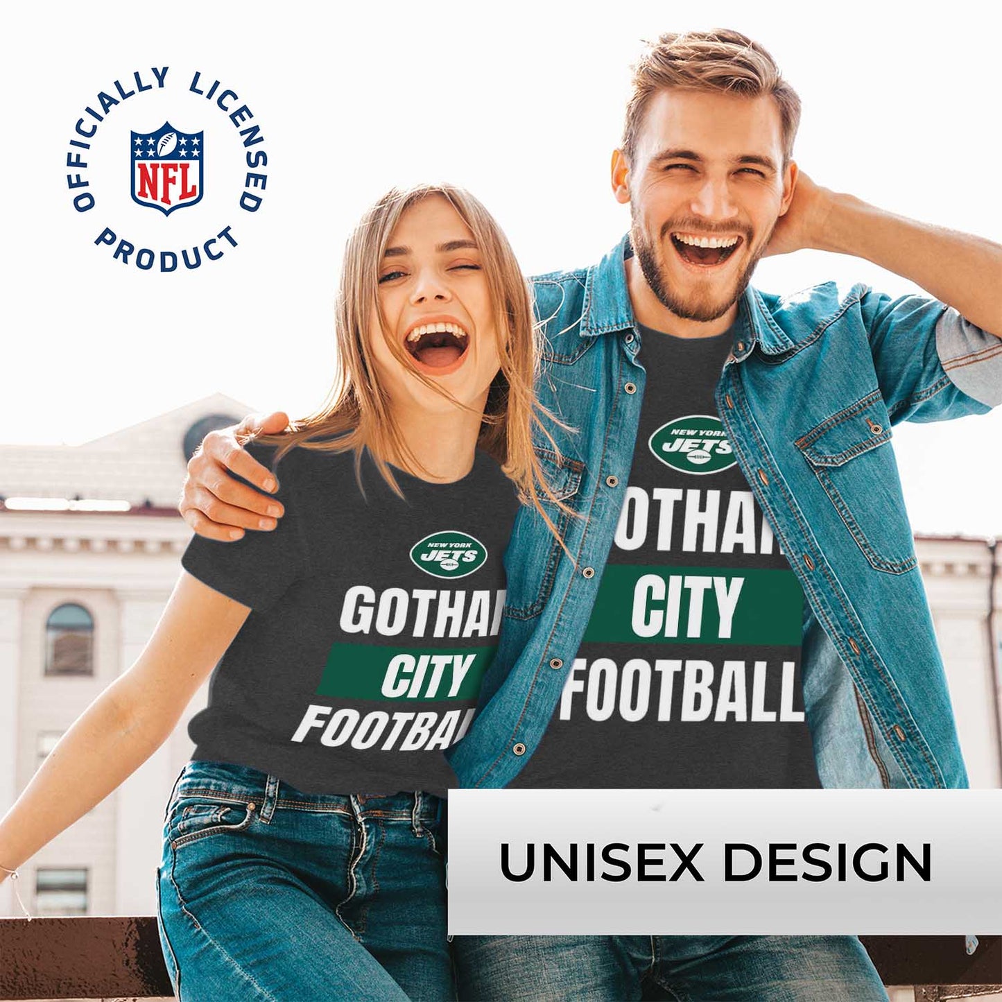 New York Jets NFL Adult Team Slogan Unisex T-Shirt - Gray