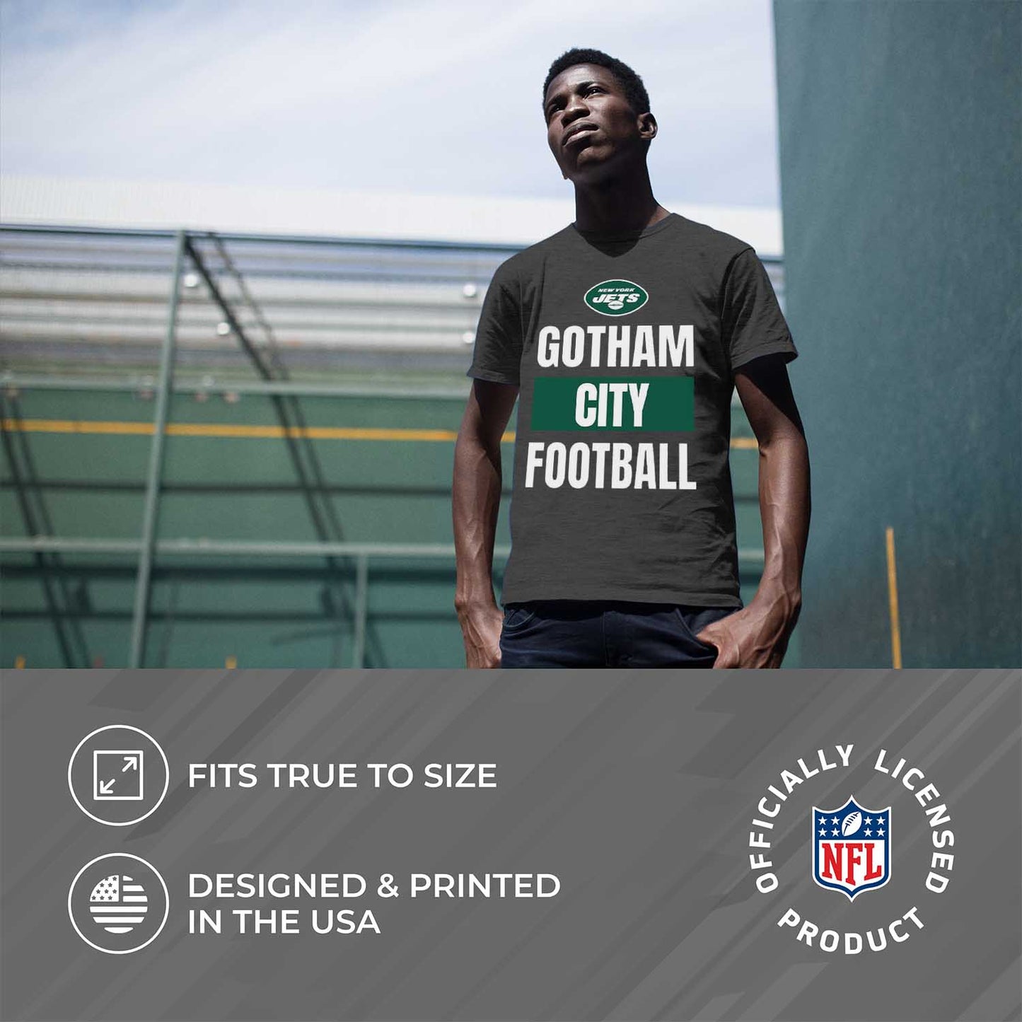 New York Jets NFL Adult Team Slogan Unisex T-Shirt - Gray