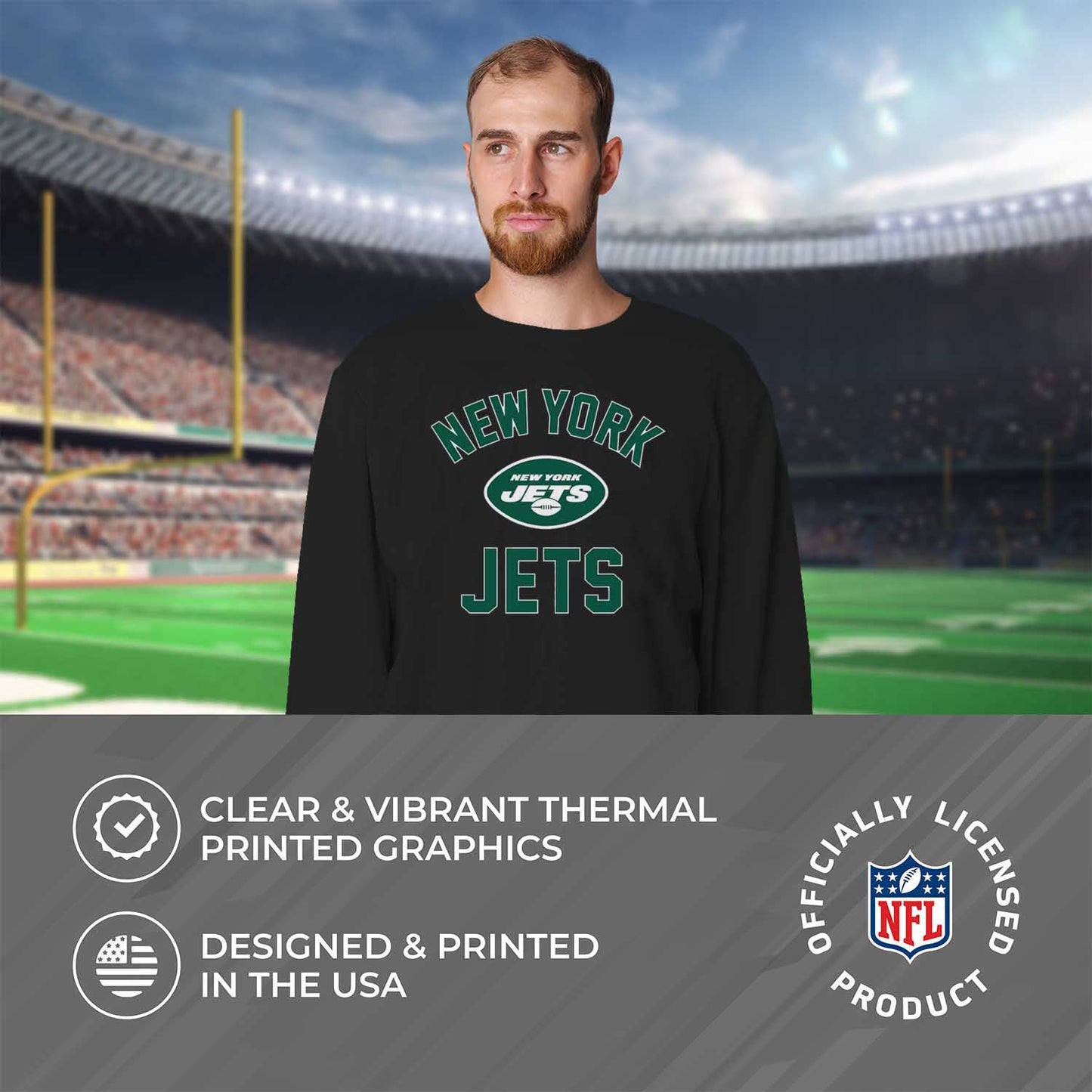 New York Jets NFL Adult Gameday Football Crewneck Sweatshirt - Black