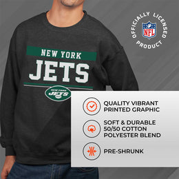 New York Jets NFL Adult Long Sleeve Team Block Charcoal Crewneck Sweatshirt - Charcoal