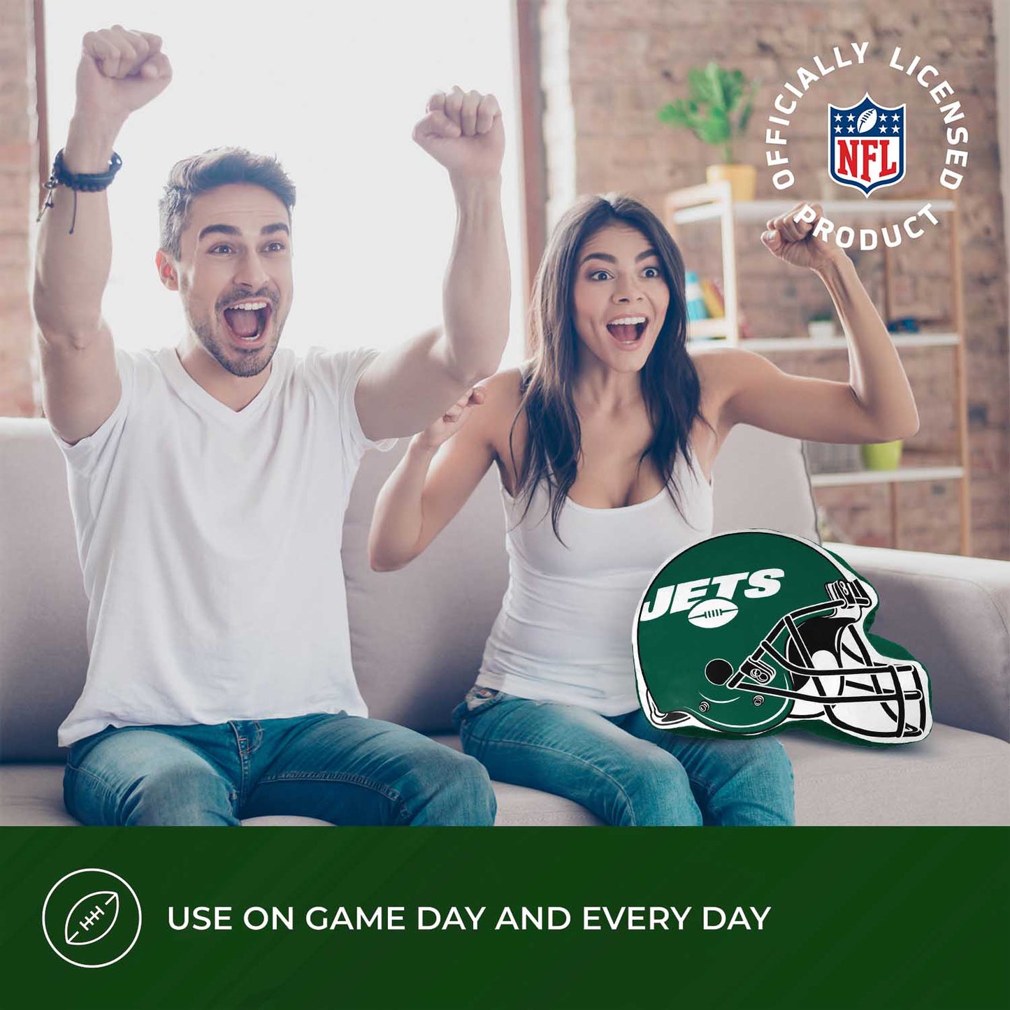 New York Jets NFL Helmet Football Super Soft Plush Pillow - Green