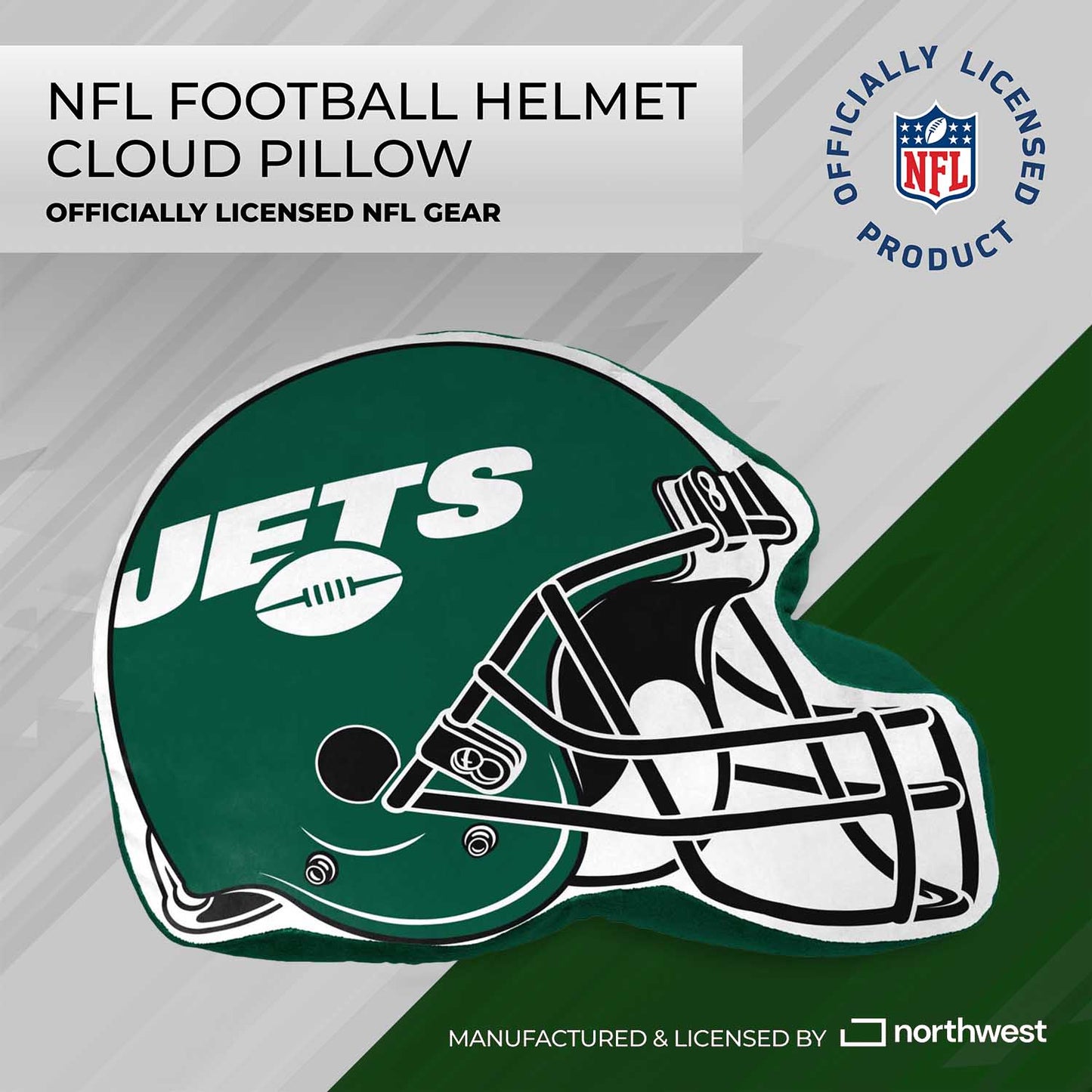 New York Jets NFL Helmet Football Super Soft Plush Pillow - Green