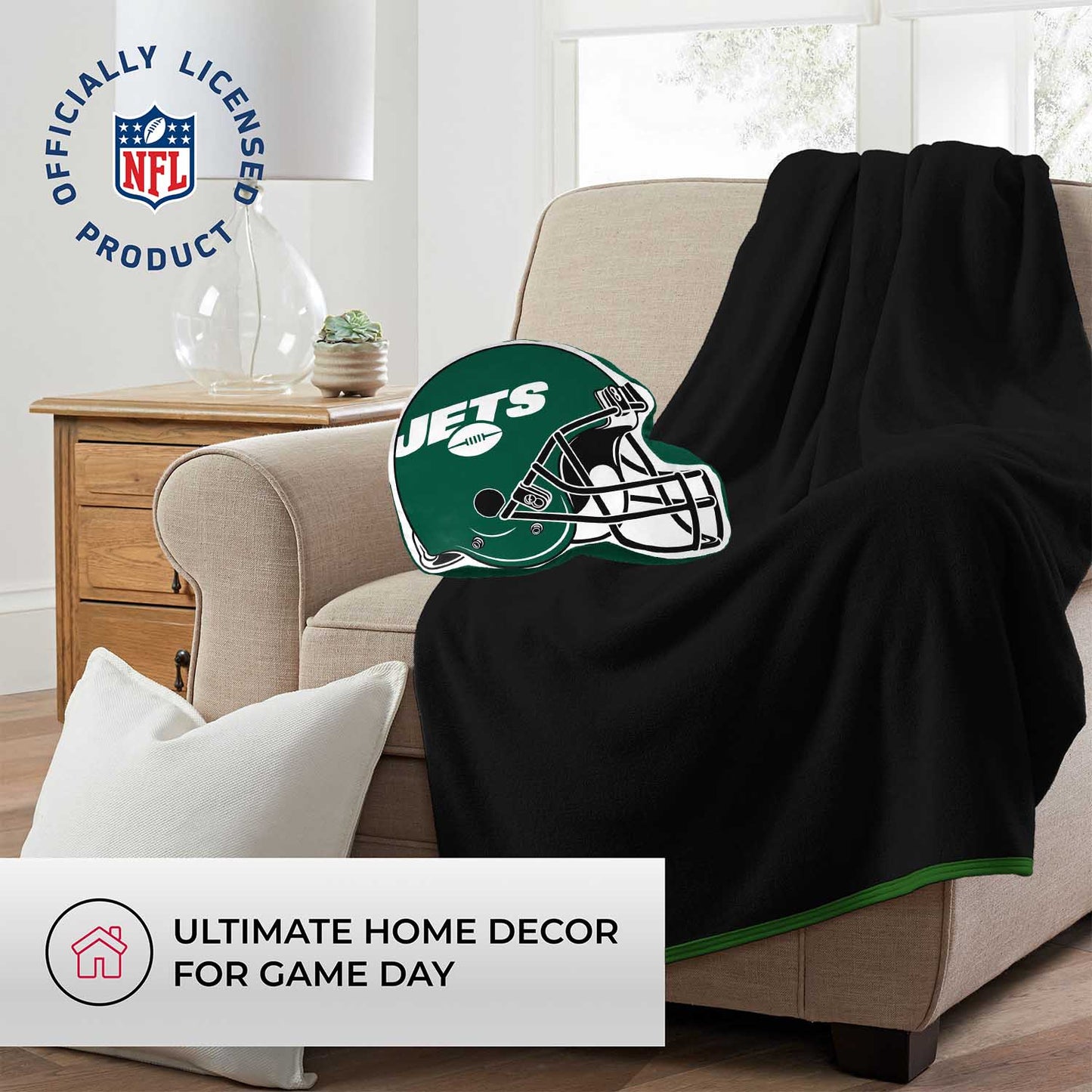 New York Jets NFL Helmet Football Super Soft Plush Pillow - Green