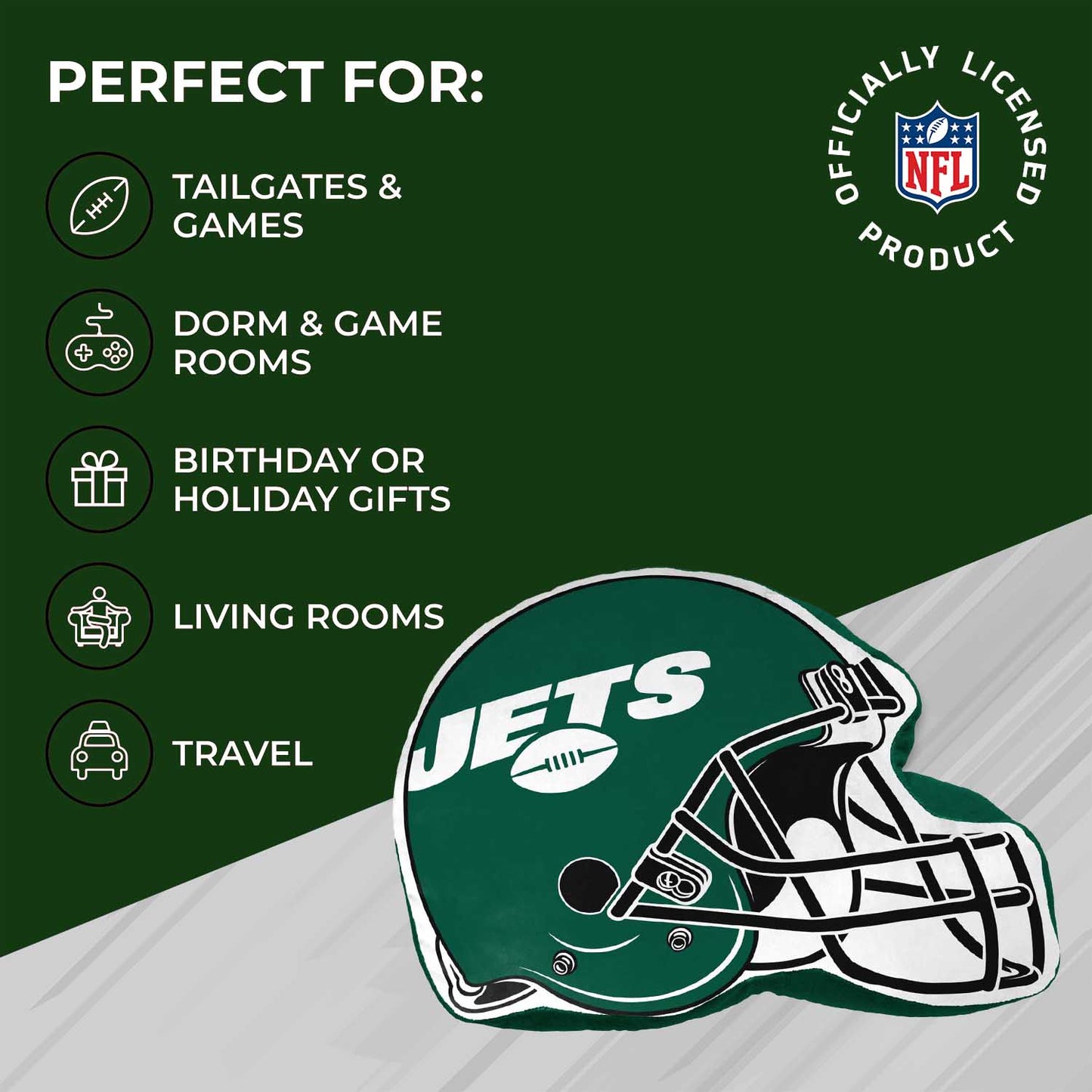 New York Jets NFL Helmet Football Super Soft Plush Pillow - Green