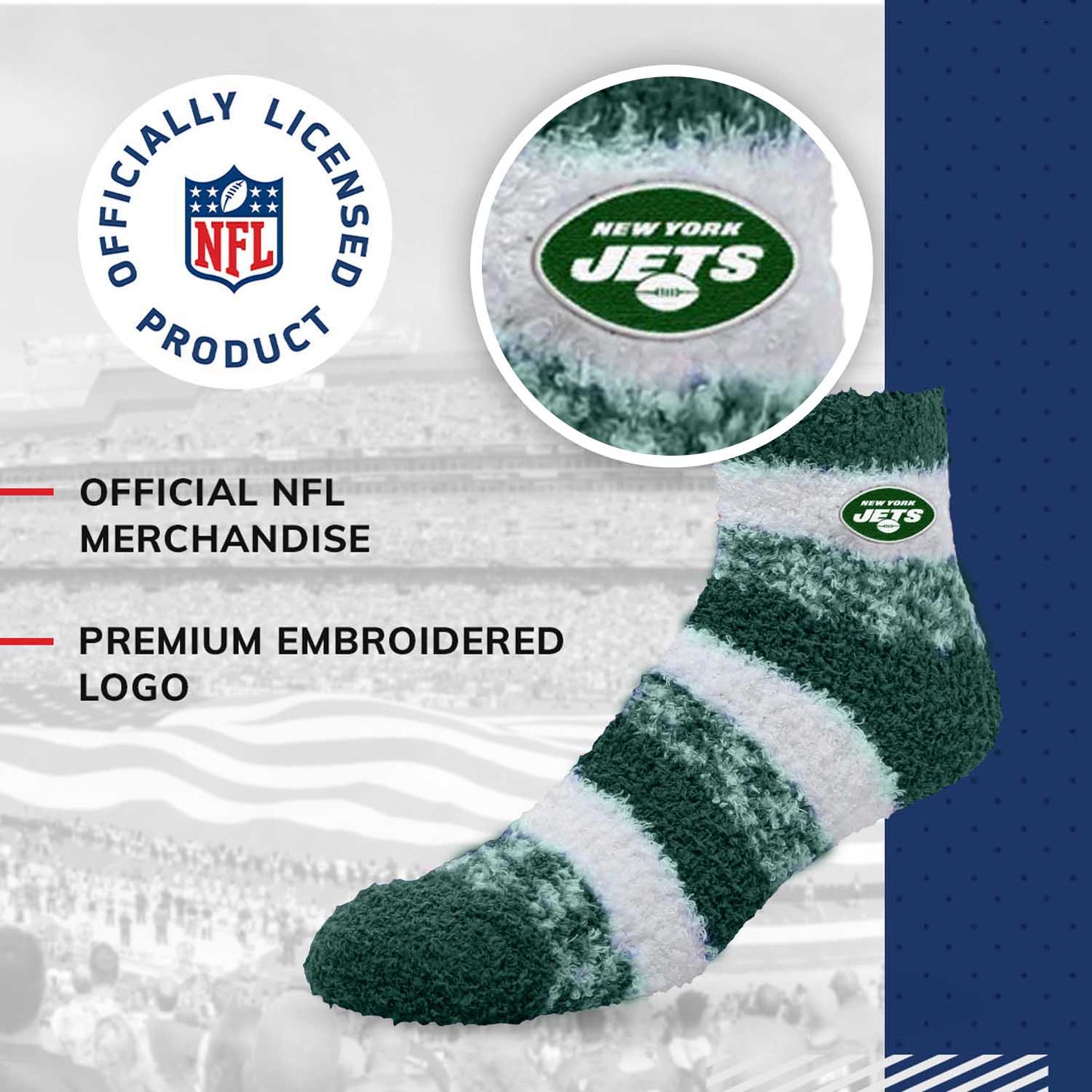 New York Jets NFL Cozy Soft Slipper Socks - Green