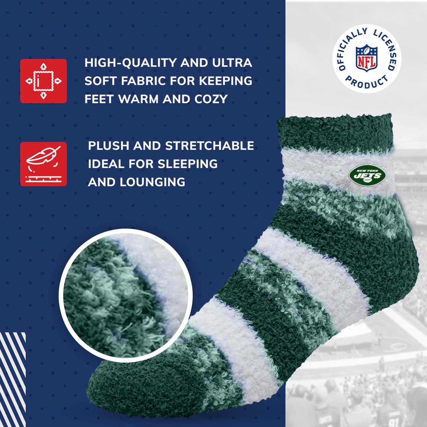 New York Jets NFL Cozy Soft Slipper Socks - Green