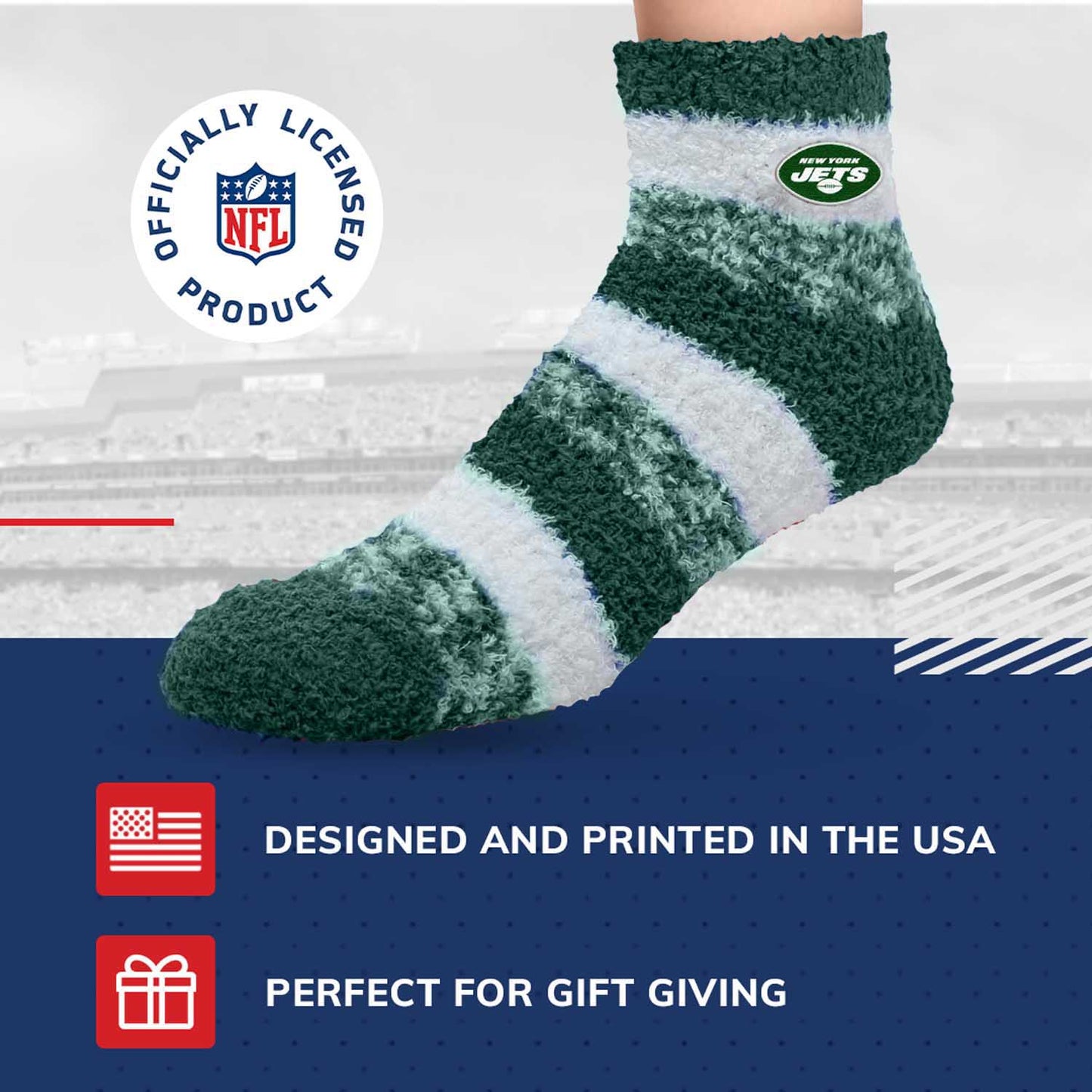 New York Jets NFL Cozy Soft Slipper Socks - Green