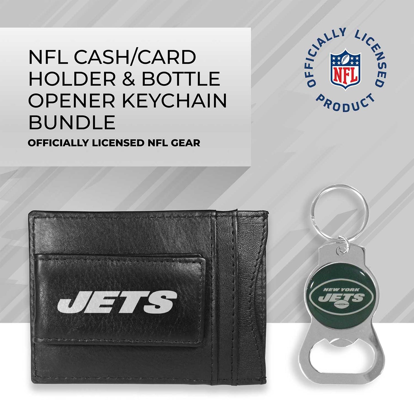 New York Jets NFL Bottle Opener Keychain Bundle - Black