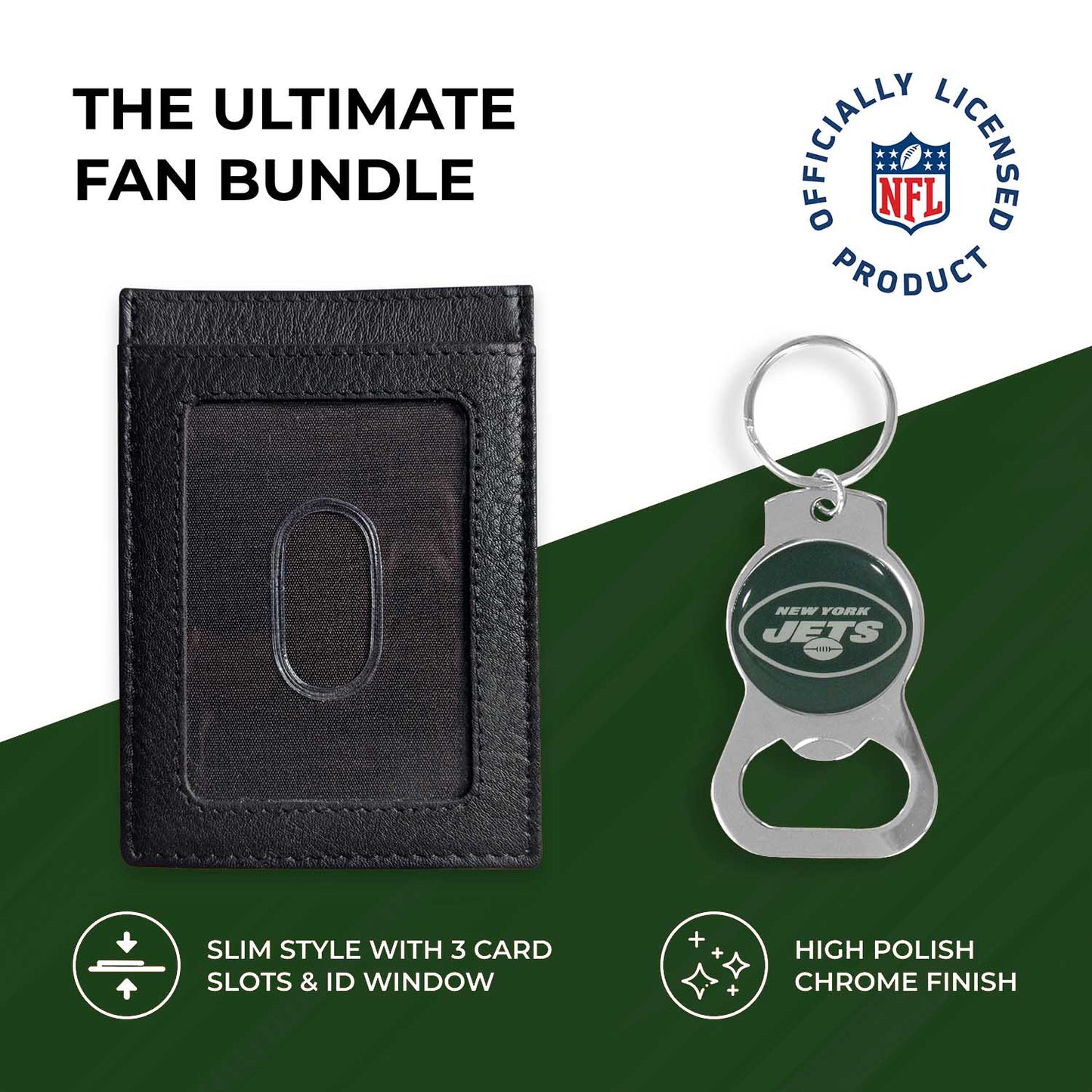 New York Jets NFL Bottle Opener Keychain Bundle - Black