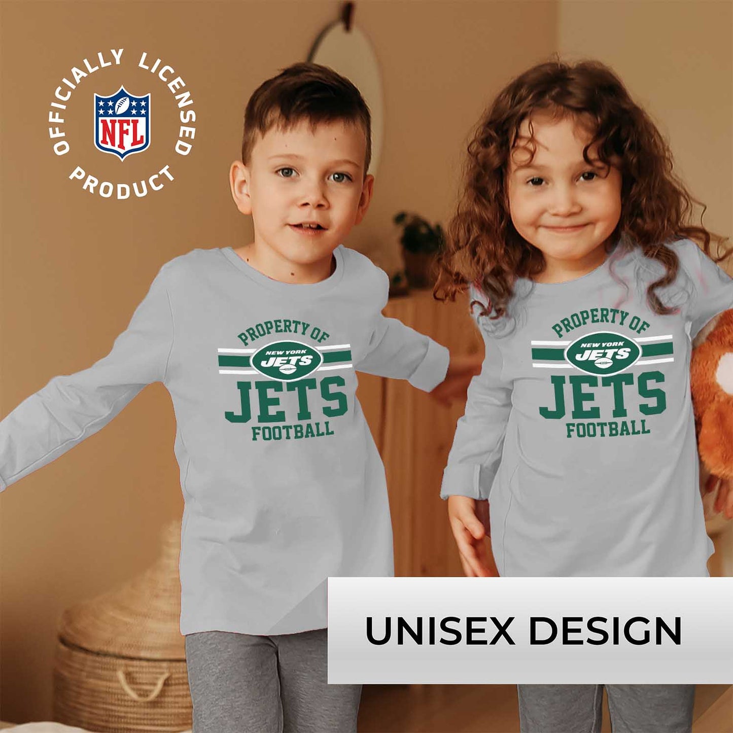 New York Jets NFL Youth Property Of Long Sleeve Lightweight T Shirt - Sport Gray