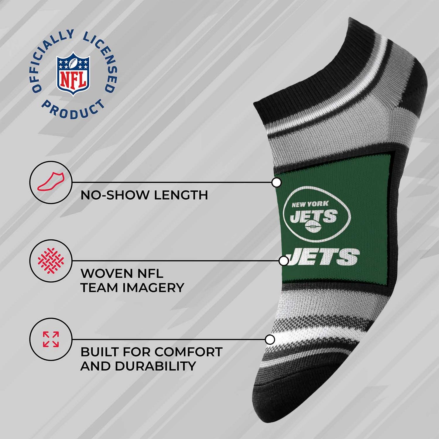 New York Jets Adult Marquis Addition No Show Socks - Green