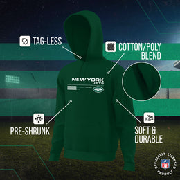 New York Jets Adult NFL Speed Stat Sheet Fleece Hooded Sweatshirt - Forest Green
