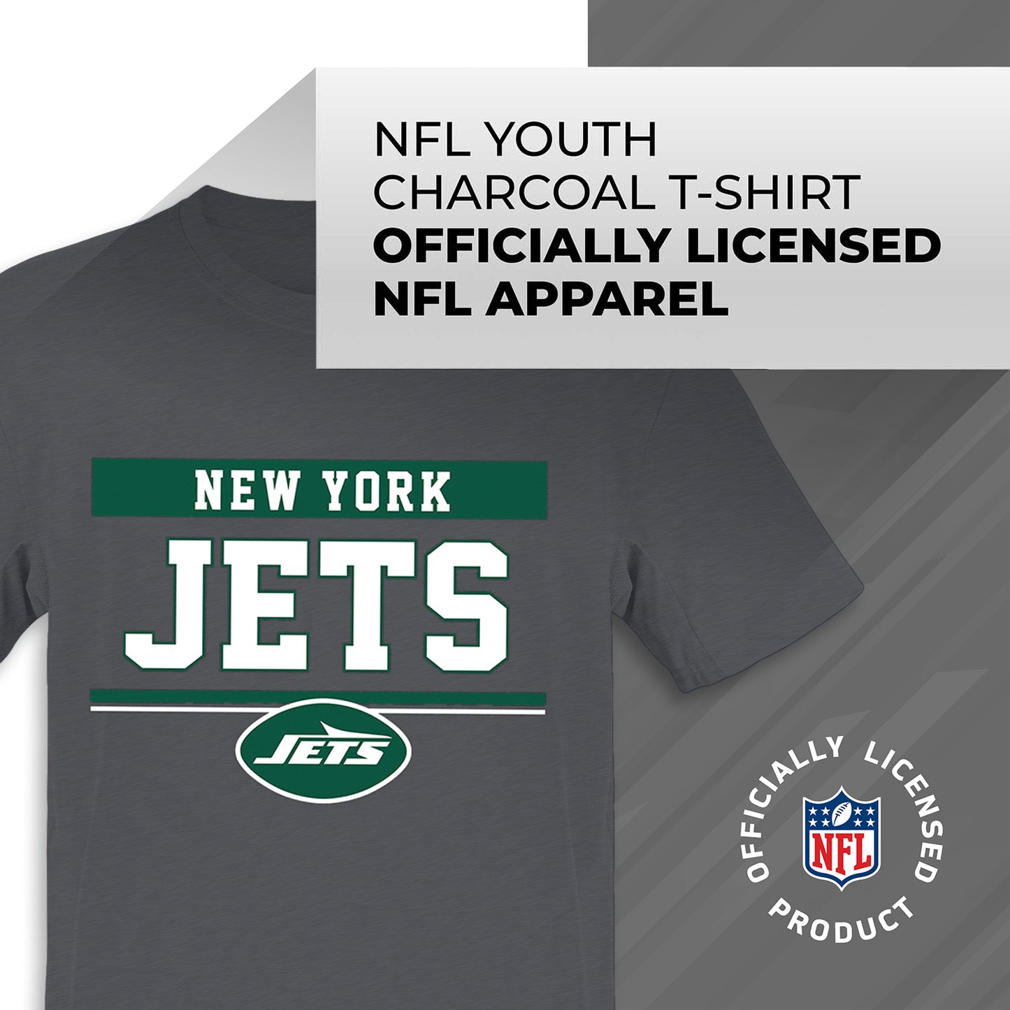 New York Jets NFL Youth Short Sleeve Charcoal T Shirt - Charcoal