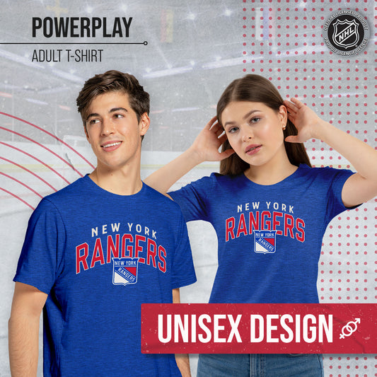 New York Rangers NHL Adult Powerplay Heathered Unisex T-Shirt - Royal