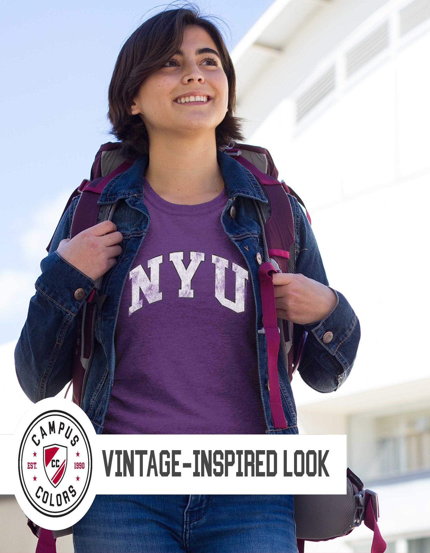 NYU Violets Adult MVP Heathered Cotton Blend T-Shirt - Purple
