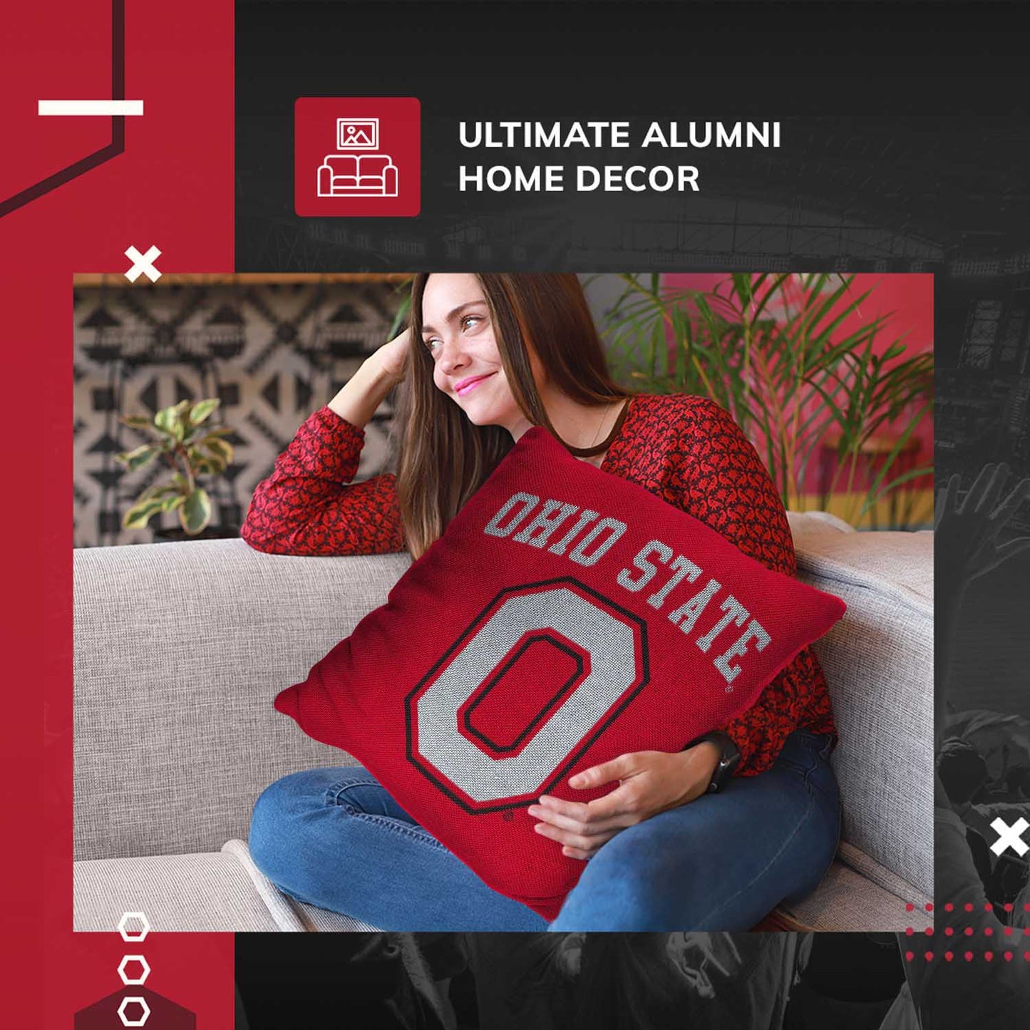 Ohio State Buckeyes NCAA Decorative Pillow - Red