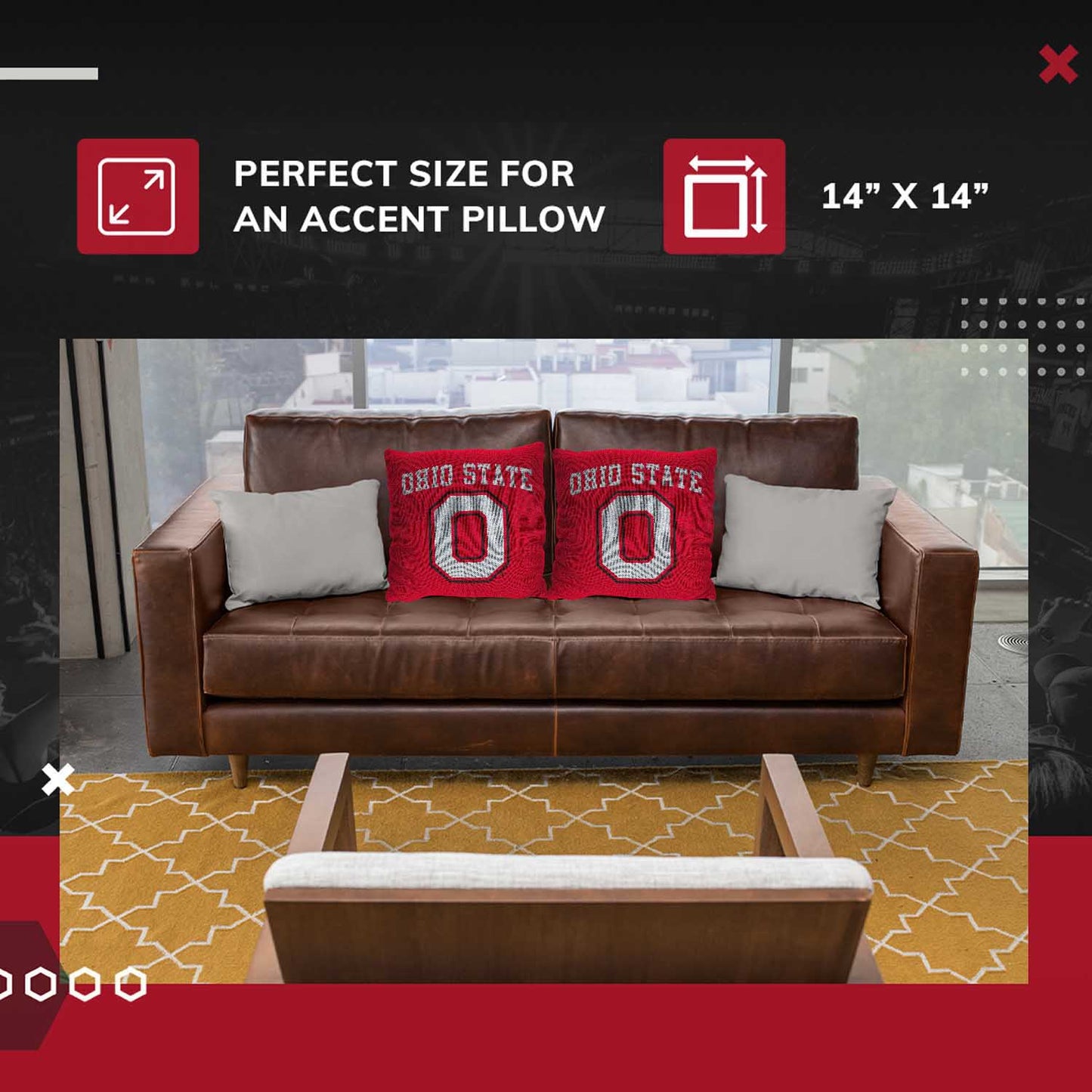 Ohio State Buckeyes NCAA Decorative Pillow - Red