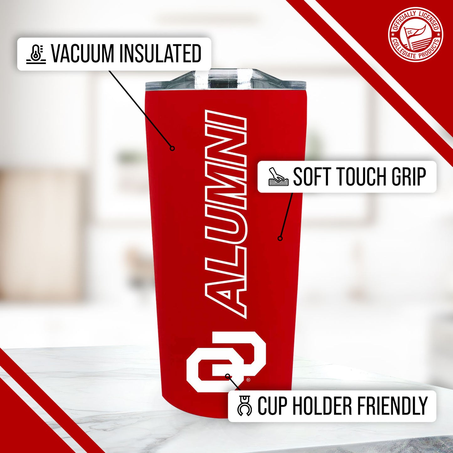 Oklahoma Sooners Collegiate Stainless Steel Travel Tumbler for Alumni - Crimson