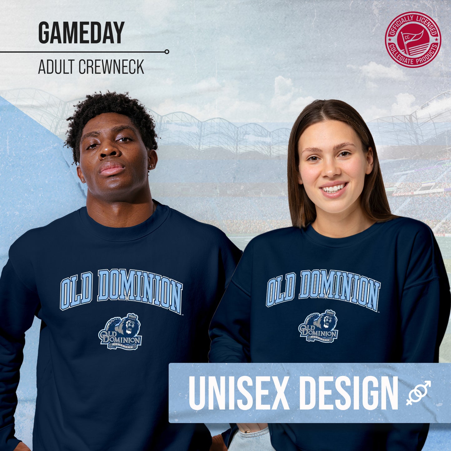 Old Dominion Monarchs Adult Arch & Logo Soft Style Gameday Crewneck Sweatshirt - Navy