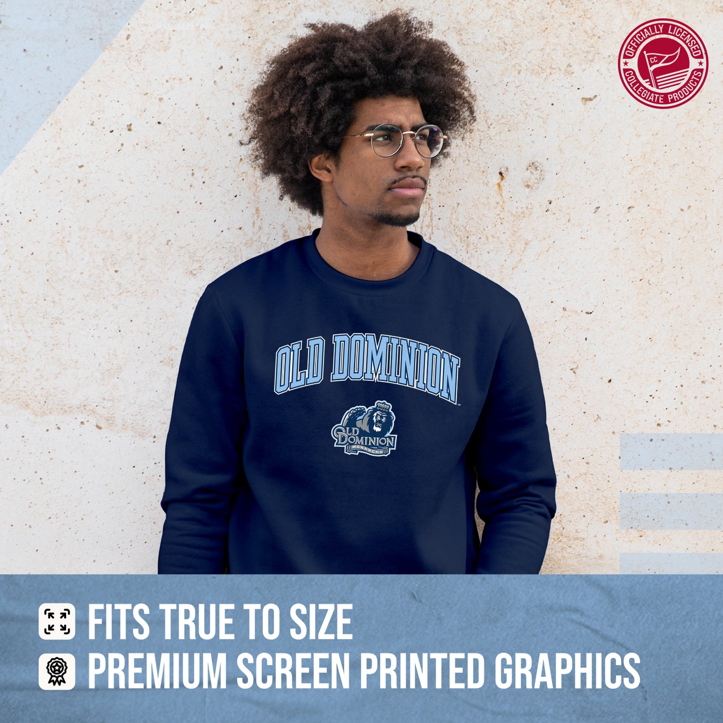 Old Dominion Monarchs Adult Arch & Logo Soft Style Gameday Crewneck Sweatshirt - Navy
