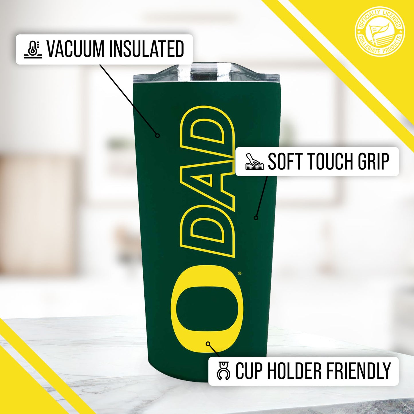 Oregon Ducks NCAA Stainless Steel Travel Tumbler for Dad - Green