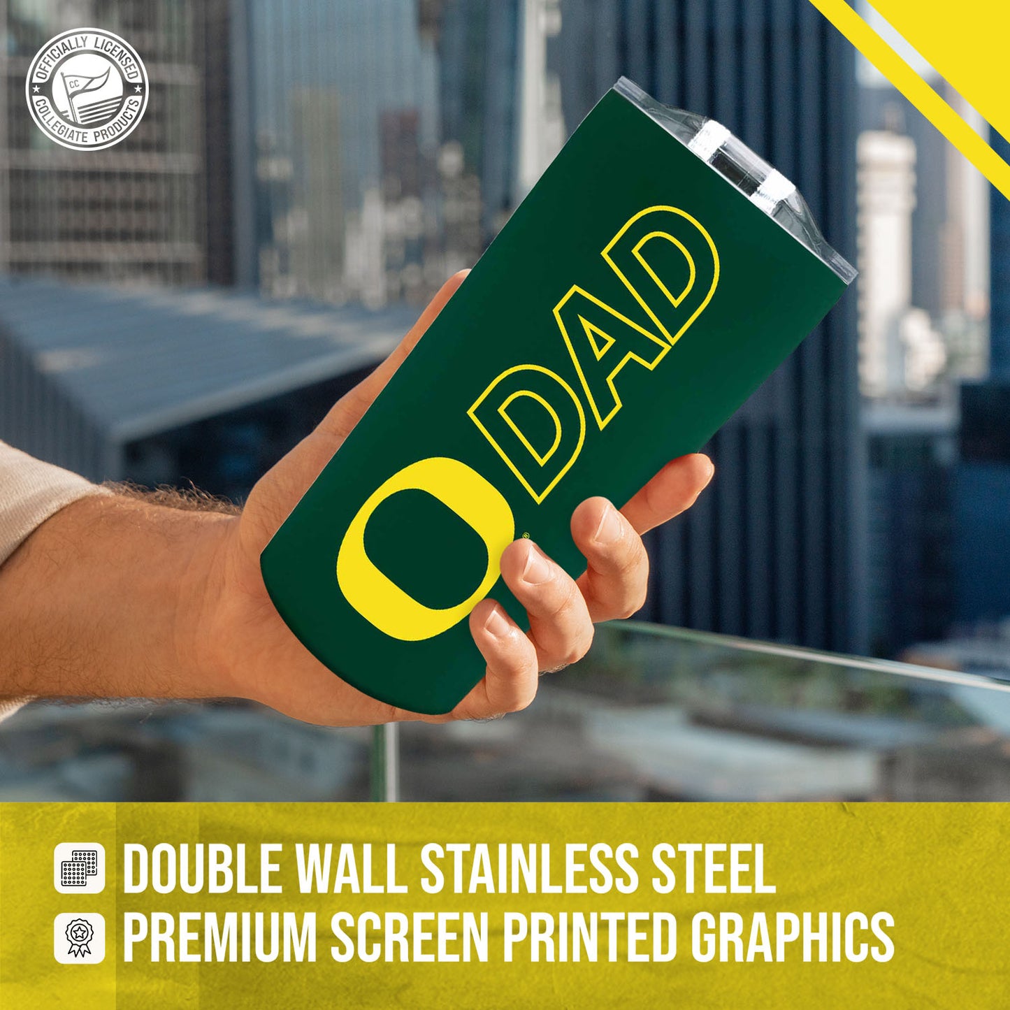 Oregon Ducks NCAA Stainless Steel Travel Tumbler for Dad - Green
