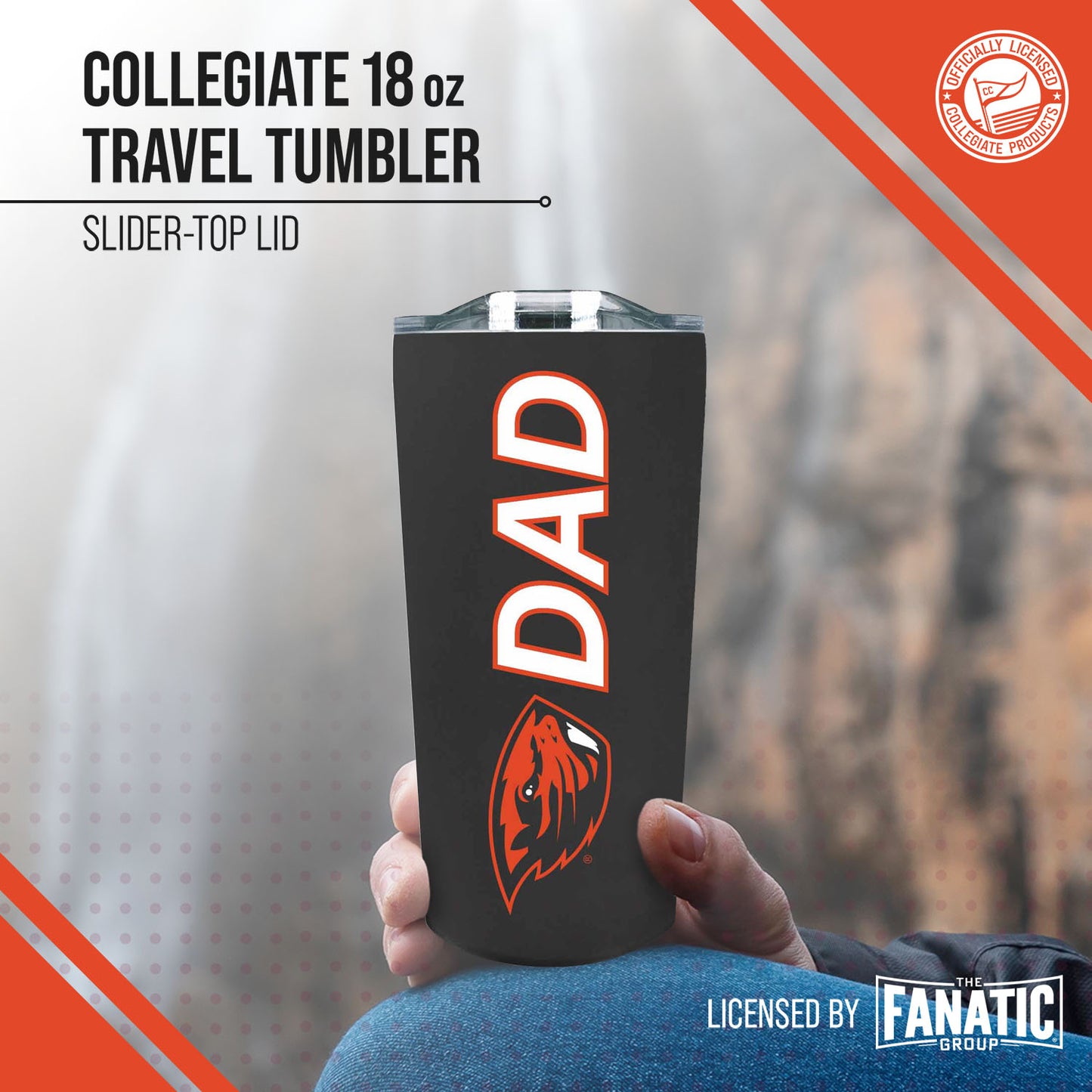 Oregon State Beavers NCAA Stainless Steel Travel Tumbler for Dad - Black