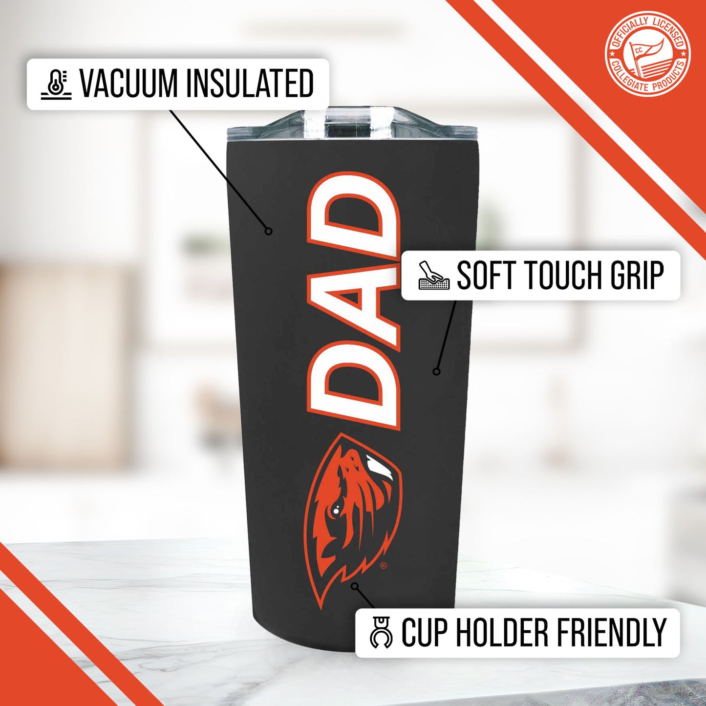 Oregon State Beavers NCAA Stainless Steel Travel Tumbler for Dad - Black