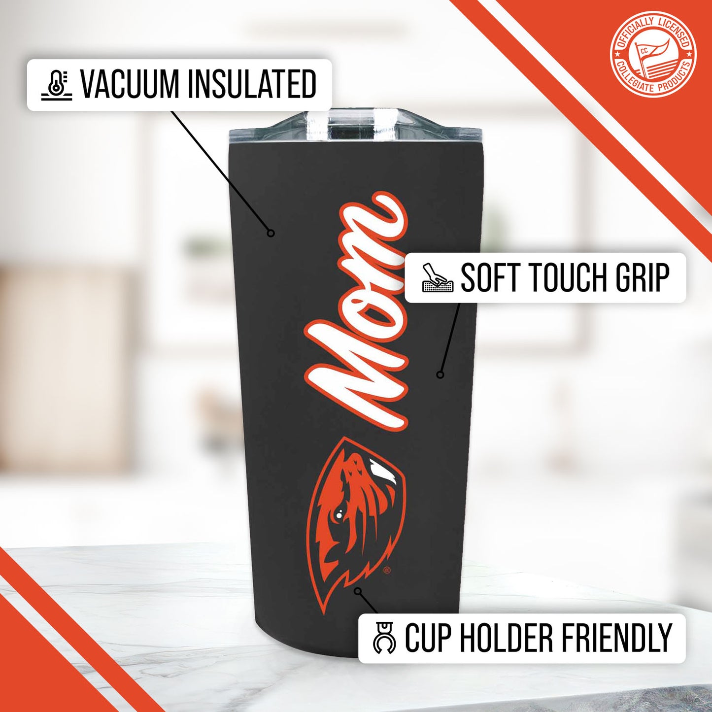 Oregon State Beavers NCAA Stainless Steel Travel Tumbler for Mom - Black