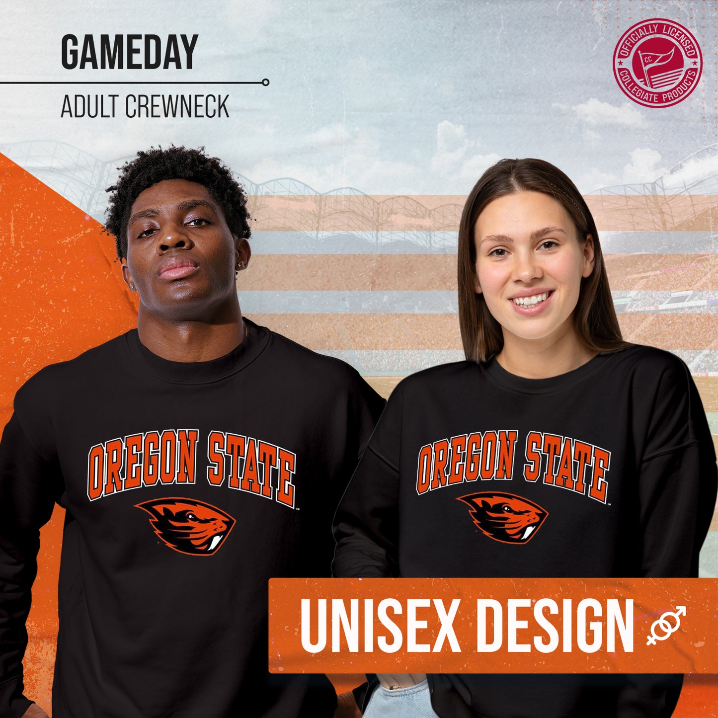 Oregon State Beavers Adult Arch & Logo Soft Style Gameday Crewneck Sweatshirt - Black