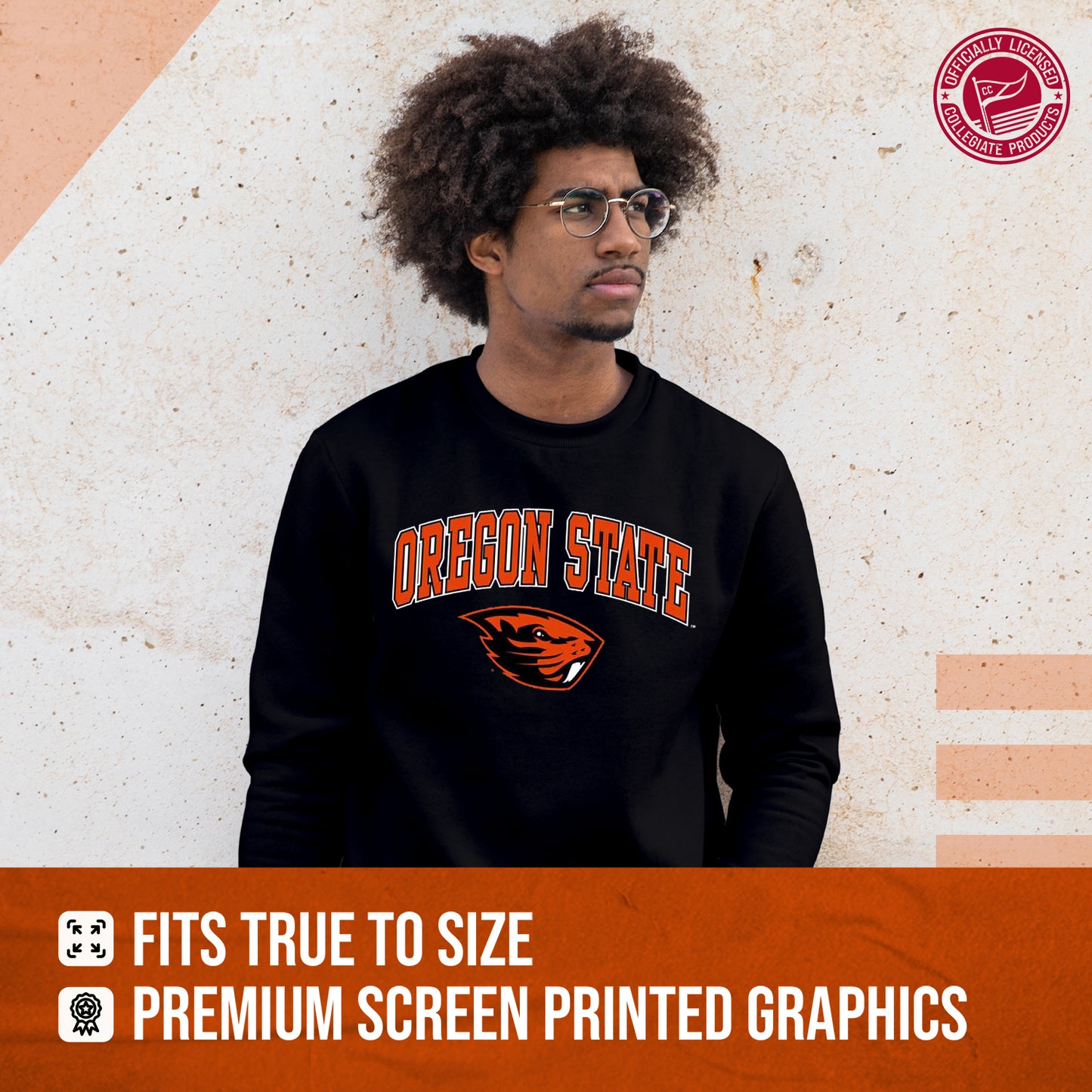 Oregon State Beavers Adult Arch & Logo Soft Style Gameday Crewneck Sweatshirt - Black