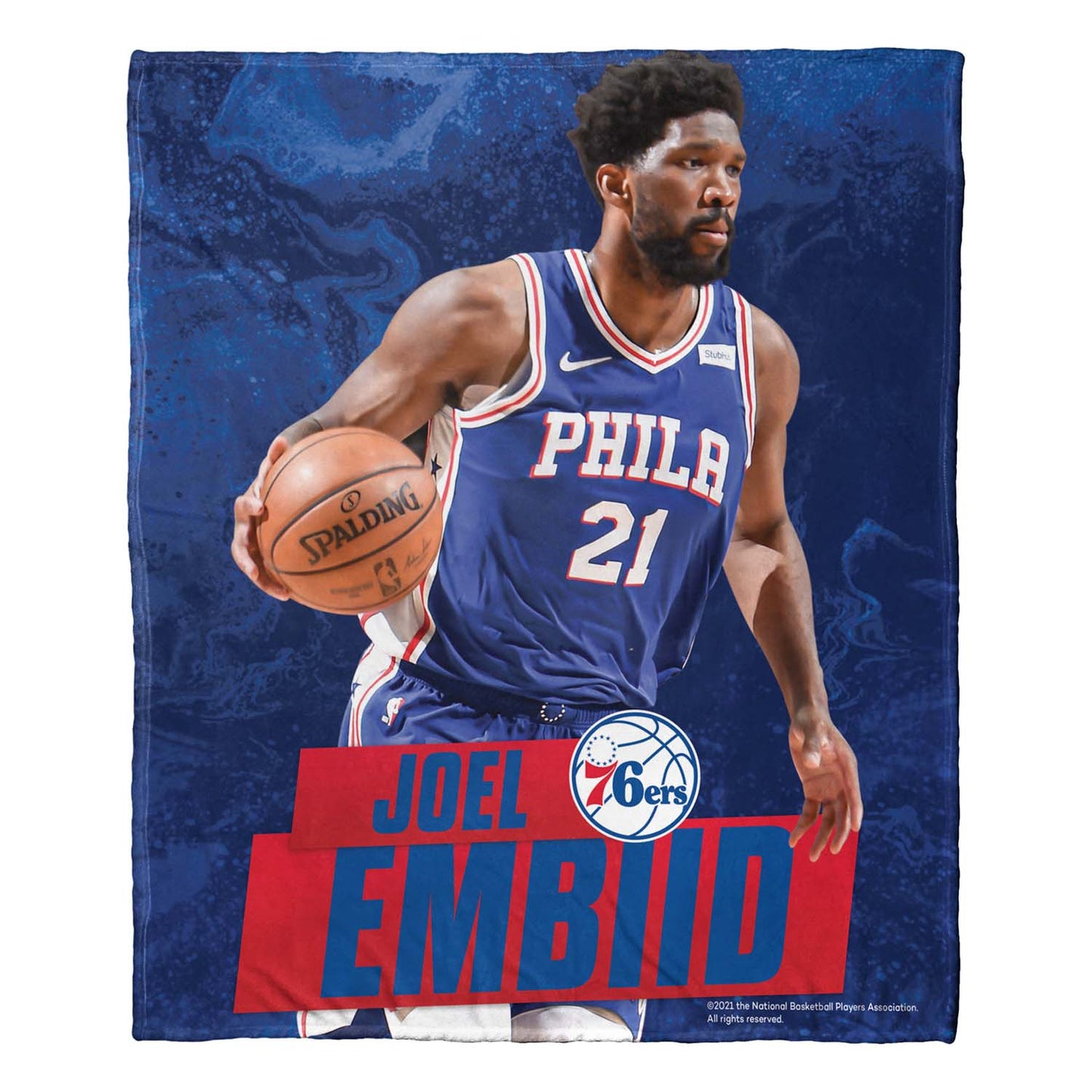 Philadelphia 76ers Northwest NBA Hi-Def Joel Embiid Silk Blanket - Blue