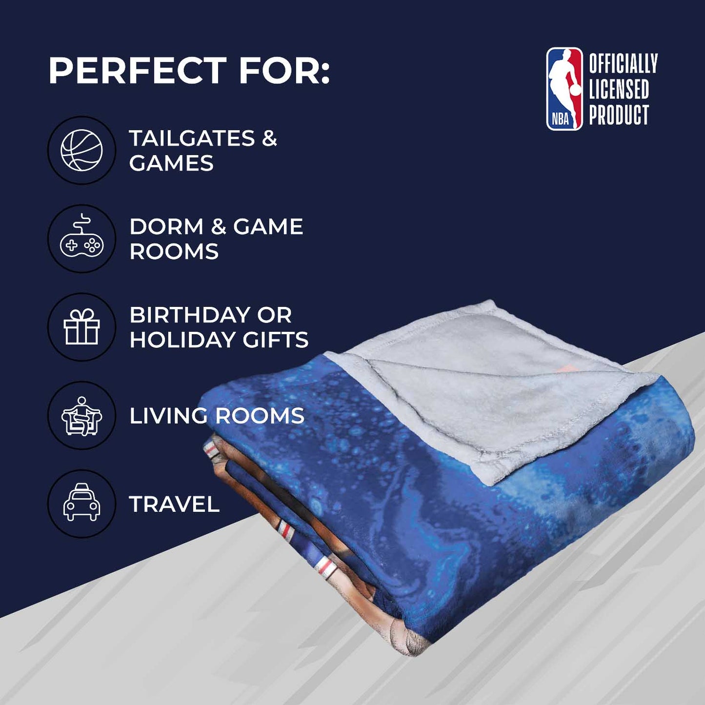 Philadelphia 76ers Northwest NBA Hi-Def Joel Embiid Silk Blanket - Blue