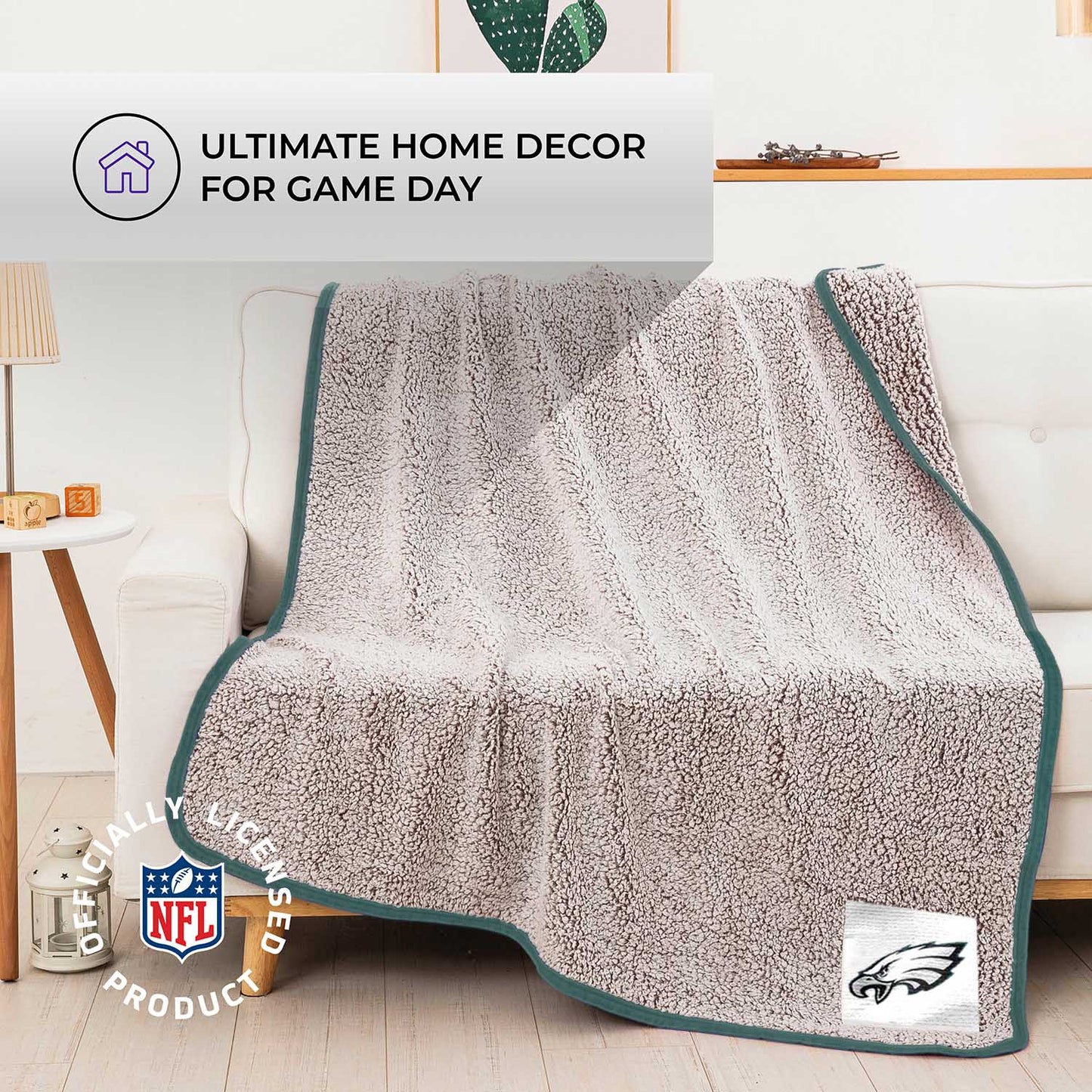 Philadelphia Eagles NFL Silk Touch Sherpa Throw Blanket - Green