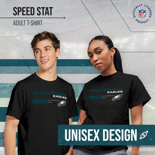Philadelphia Eagles Adult NFL Speed Stat Sheet T-Shirt - Black