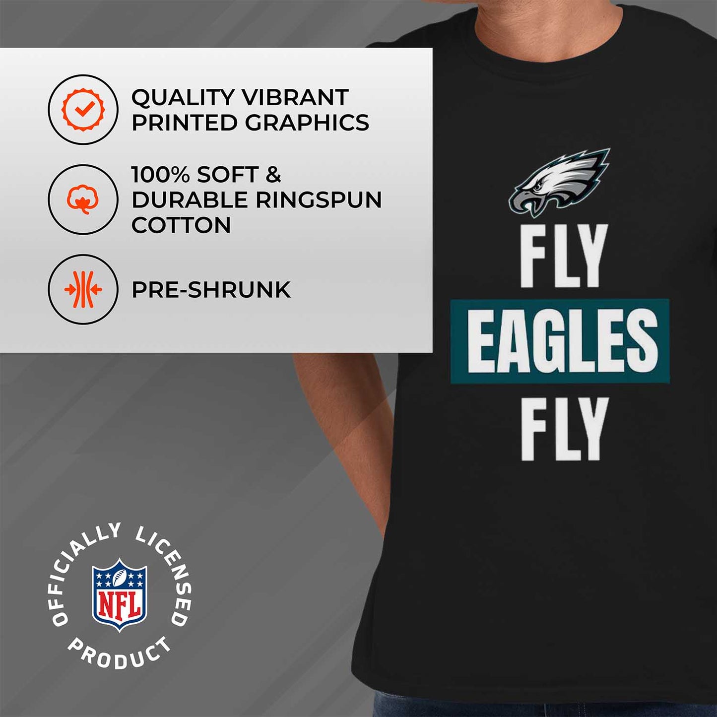 Philadelphia Eagles NFL Adult Team Slogan Unisex T-Shirt - Black