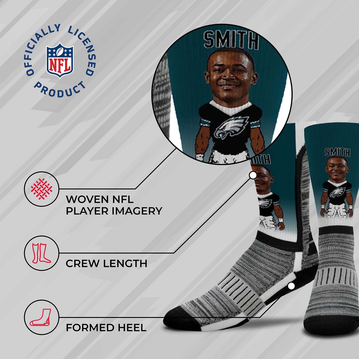 Philadelphia Eagles FBF Originals NFL Adult V Curve MVP Player Crew Socks - Green