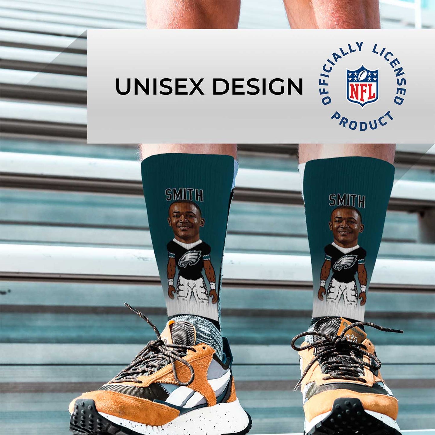 Philadelphia Eagles FBF Originals NFL Adult V Curve MVP Player Crew Socks - Green