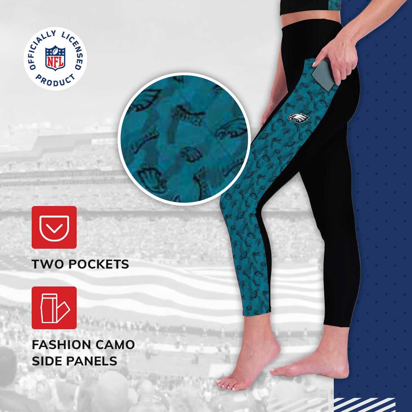 Philadelphia Eagles NFL High Waisted Leggings for Women - Black