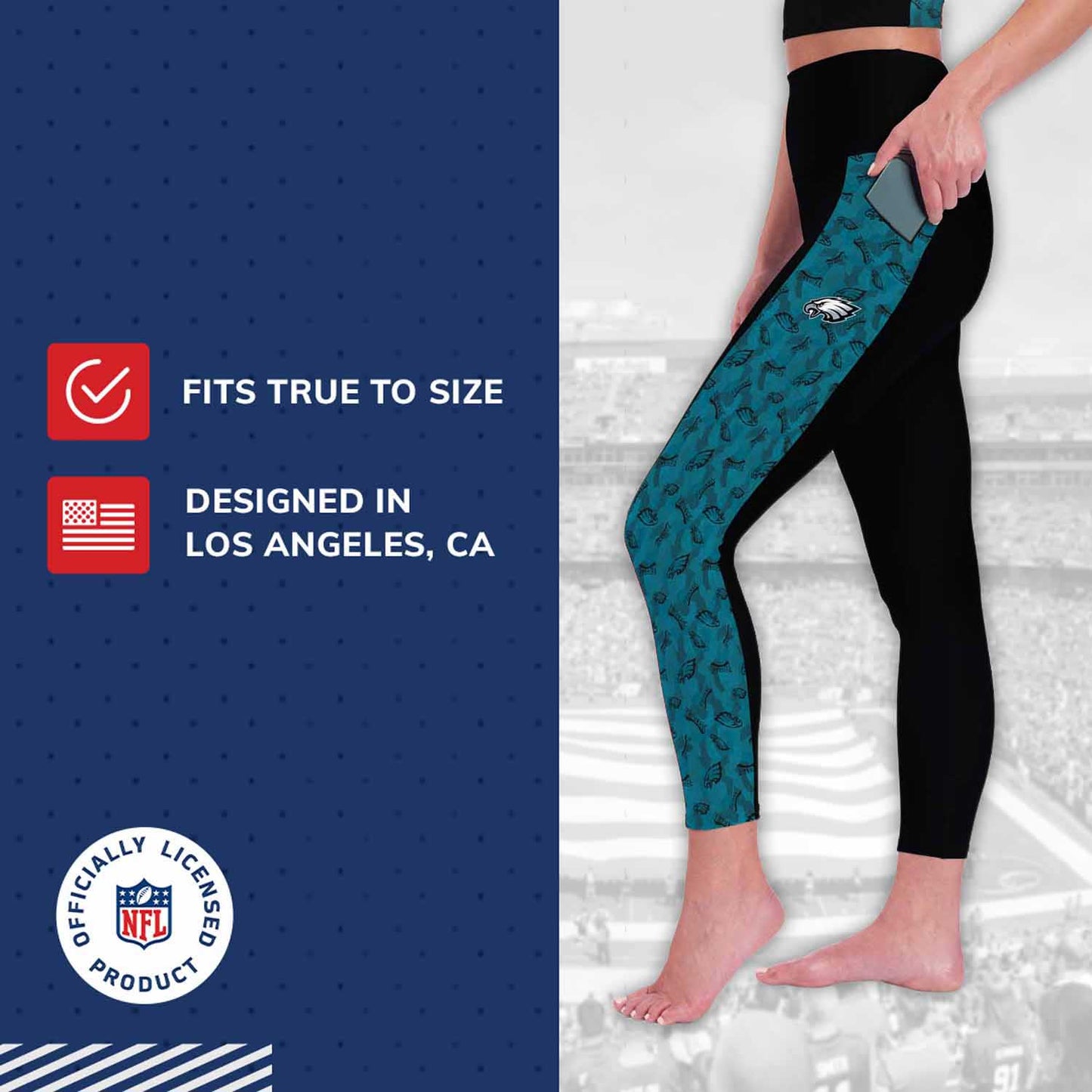 Philadelphia Eagles NFL High Waisted Leggings for Women - Black