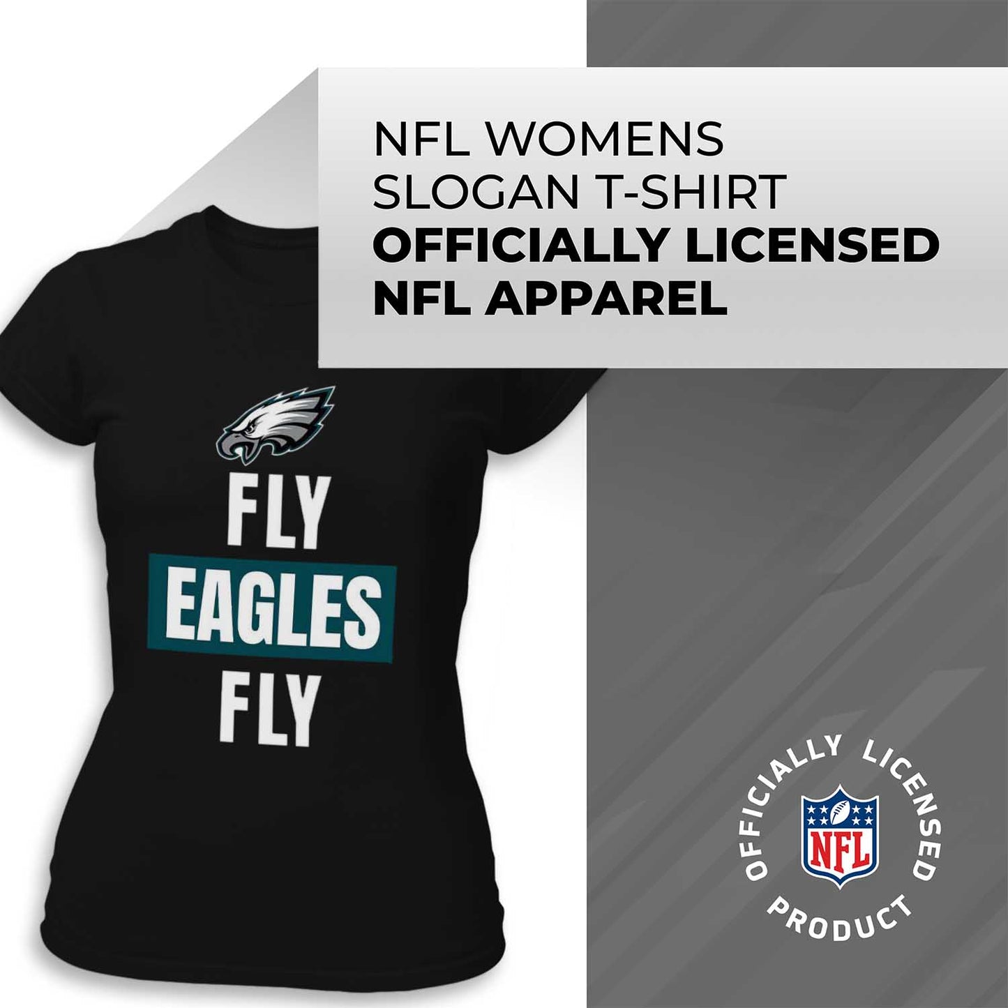Philadelphia Eagles NFL Womens Team Slogan Short Sleeve Tshirt - Black