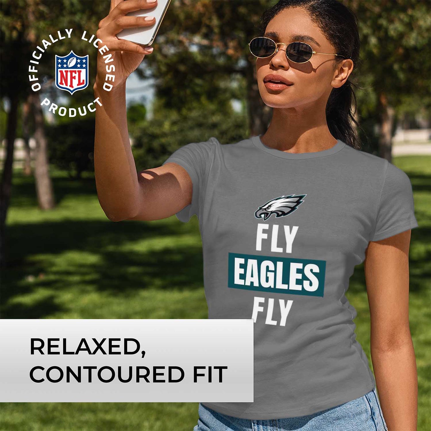 Philadelphia Eagles NFL Womens Team Slogan Short Sleeve Tshirt - Sport Gray